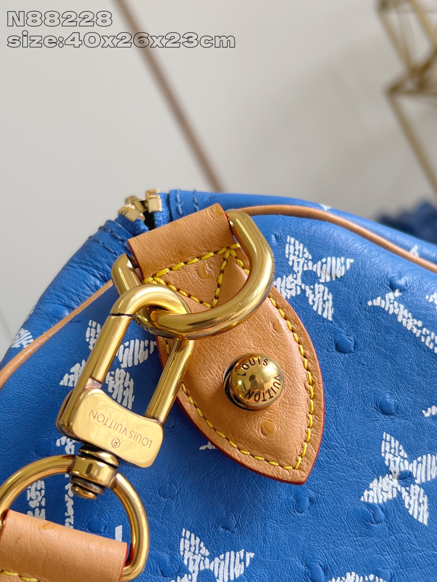 【顶级原单 N88228鸵鸟纹海蓝色 】本款 Speedy Bandoulière 40 Monogra