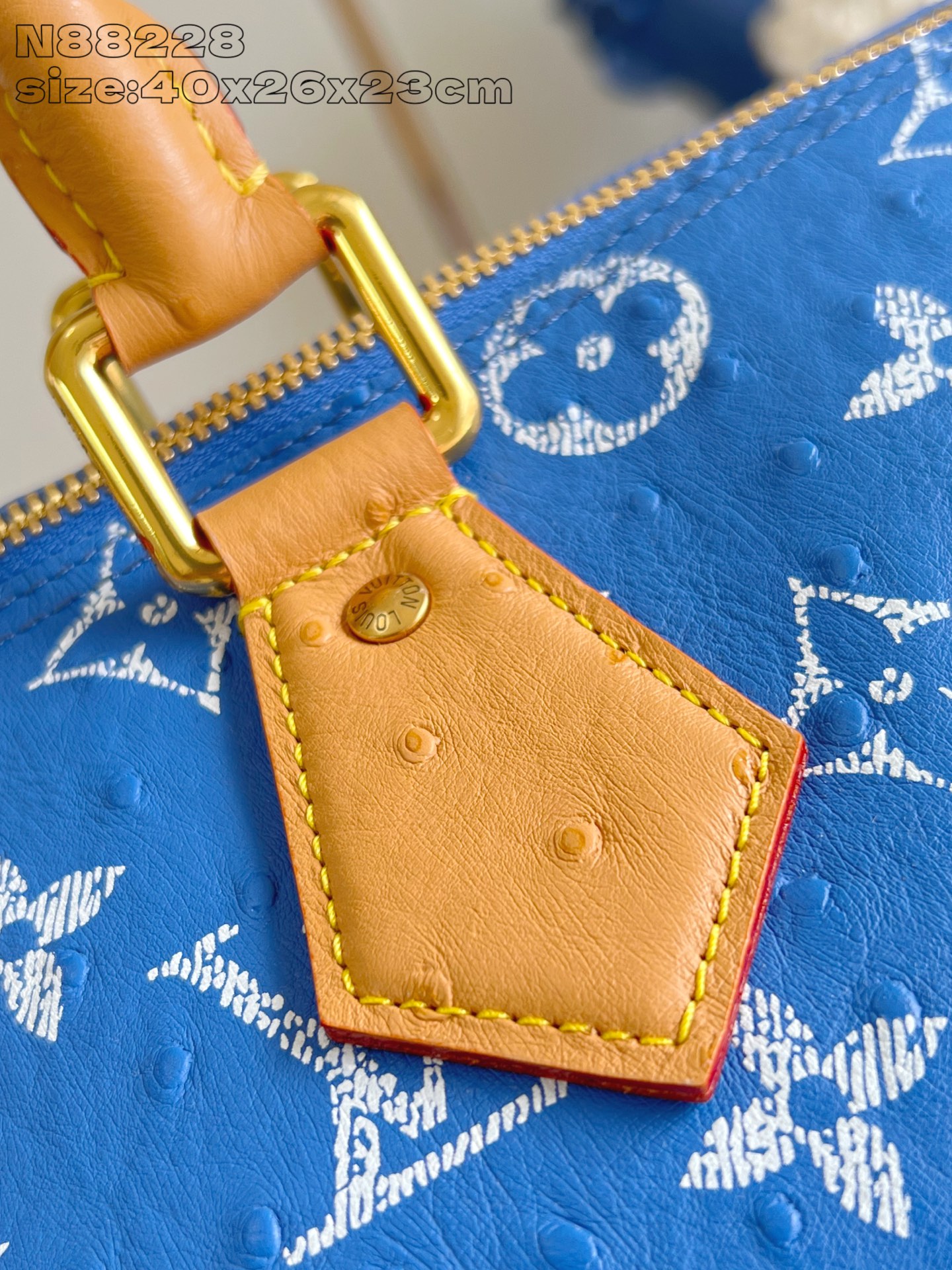 【顶级原单 N88228鸵鸟纹海蓝色 】本款 Speedy Bandoulière 40 Monogra