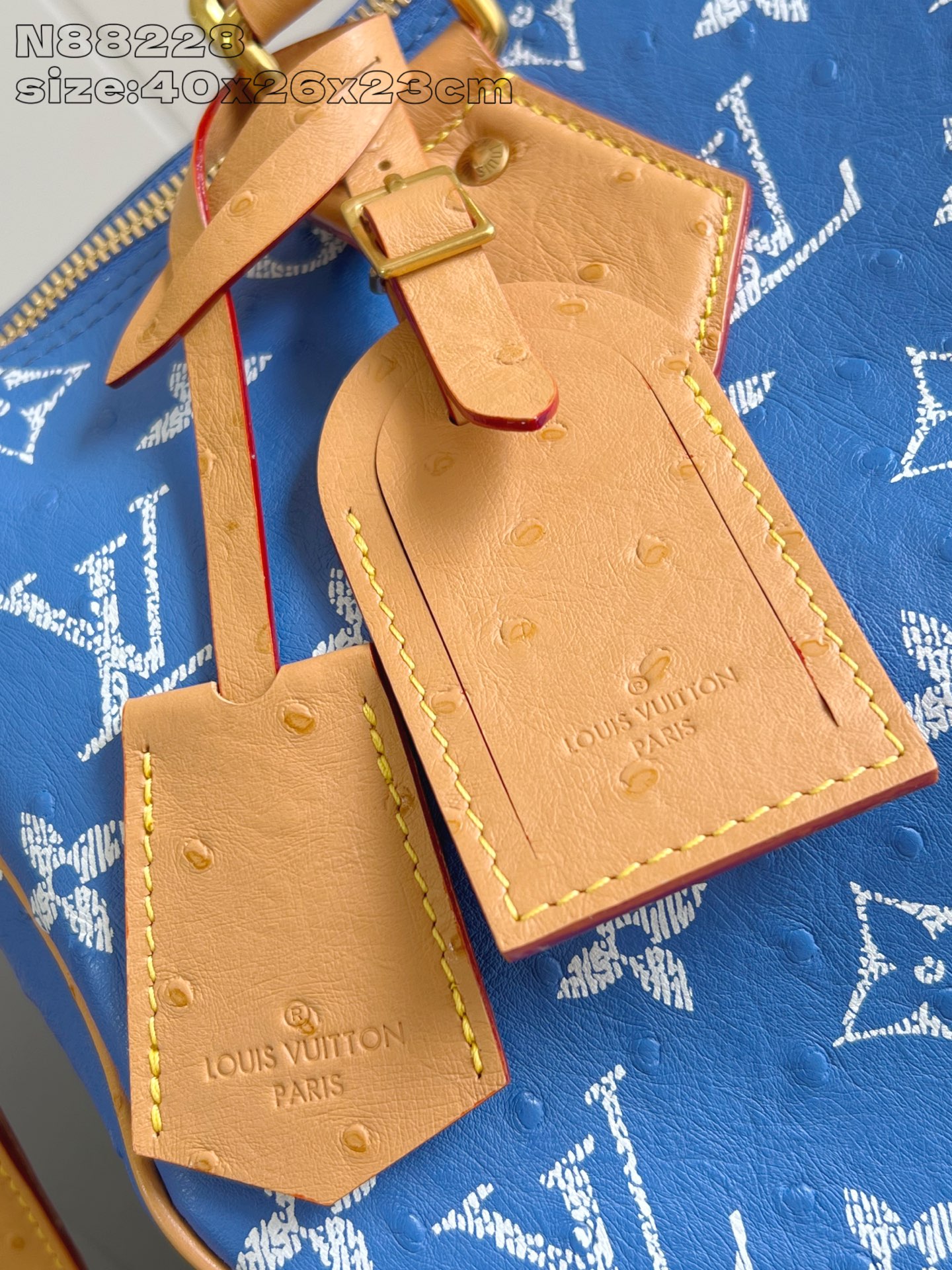 【顶级原单 N88228鸵鸟纹海蓝色 】本款 Speedy Bandoulière 40 Monogra