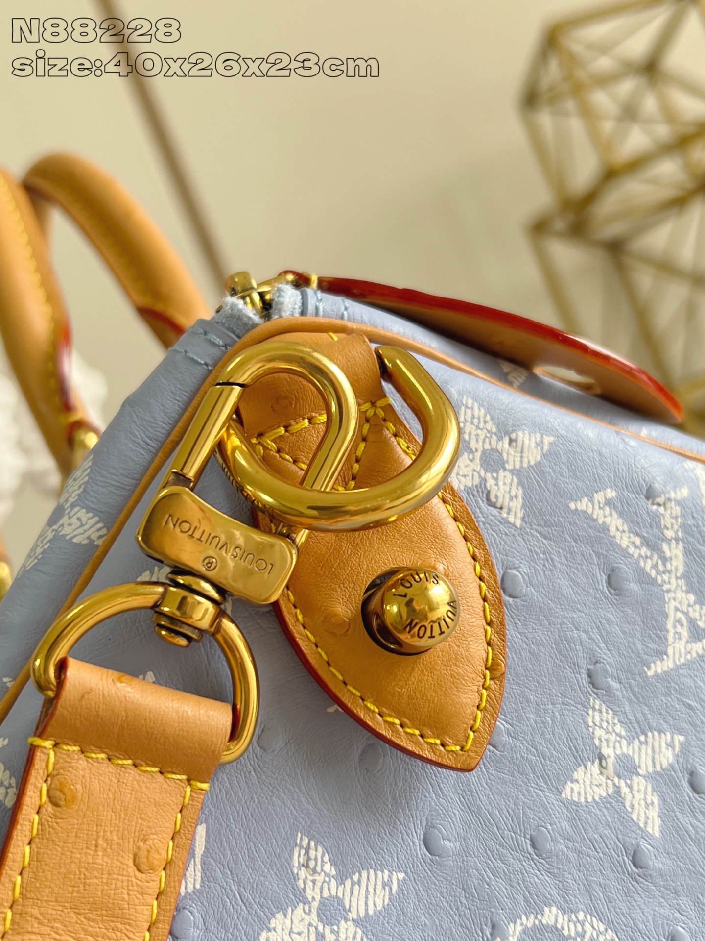 【顶级原单 N88228鸵鸟纹浅蓝色 】本款 Speedy Bandoulière 40 Monogra