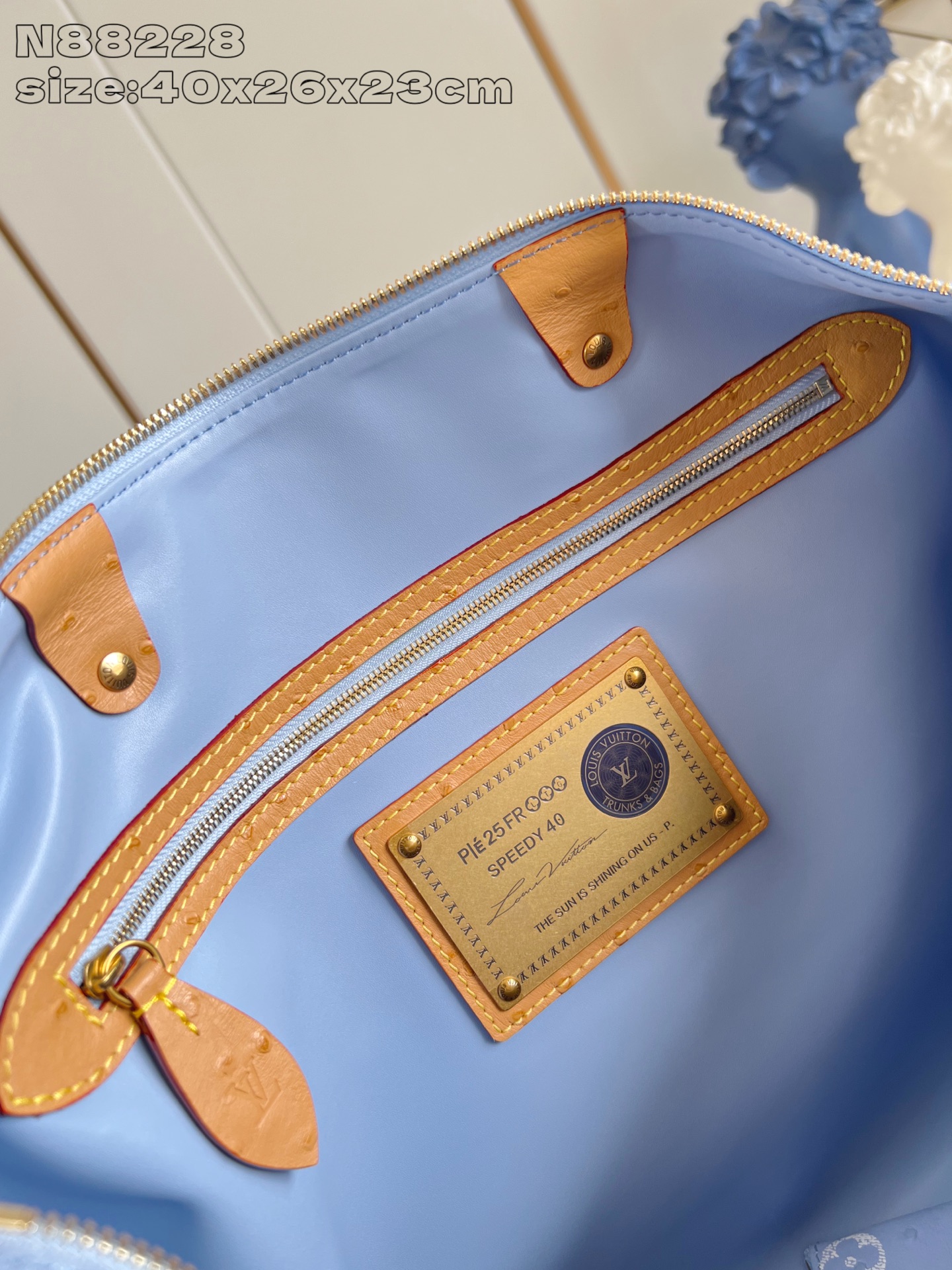 【顶级原单 N88228鸵鸟纹浅蓝色 】本款 Speedy Bandoulière 40 Monogra