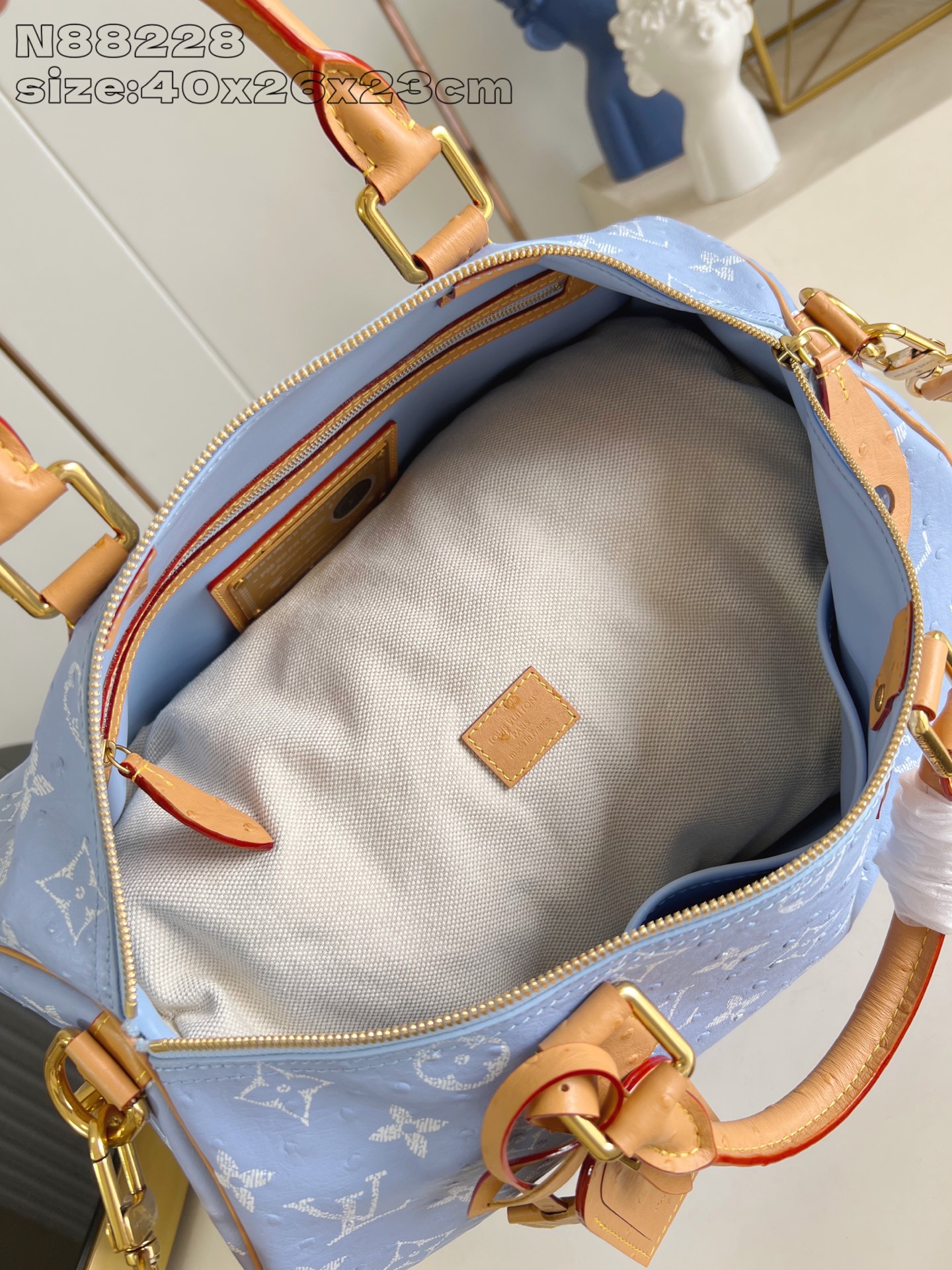 【顶级原单 N88228鸵鸟纹浅蓝色 】本款 Speedy Bandoulière 40 Monogra