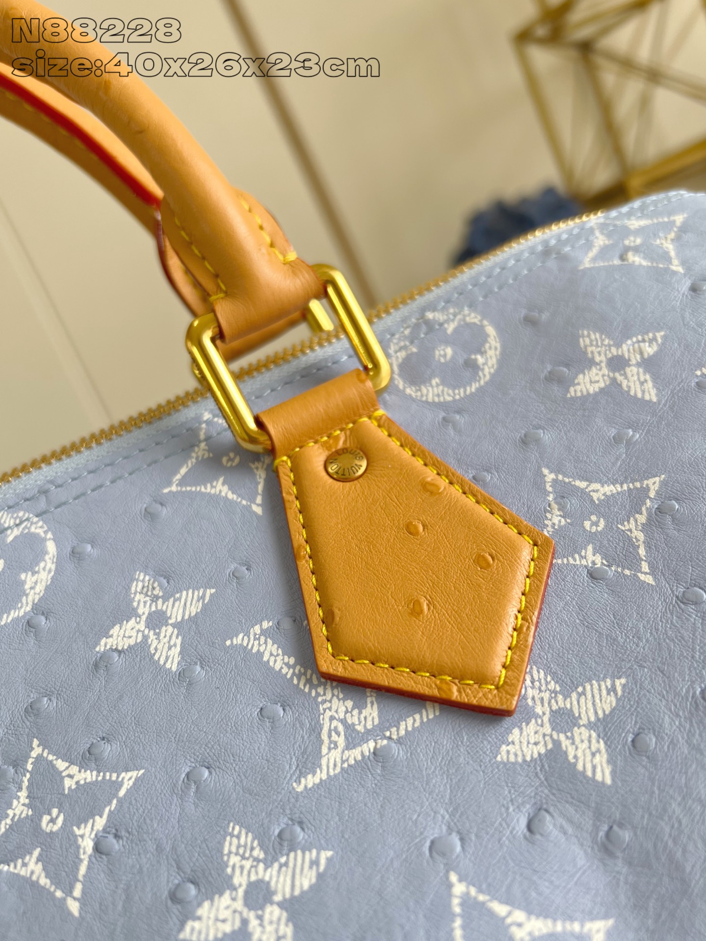 【顶级原单 N88228鸵鸟纹浅蓝色 】本款 Speedy Bandoulière 40 Monogra