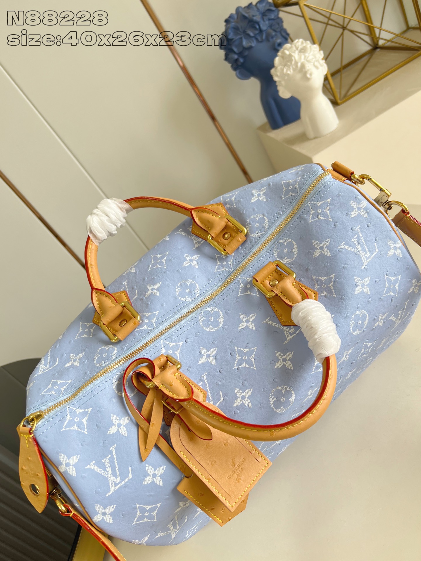 【顶级原单 N88228鸵鸟纹浅蓝色 】本款 Speedy Bandoulière 40 Monogra