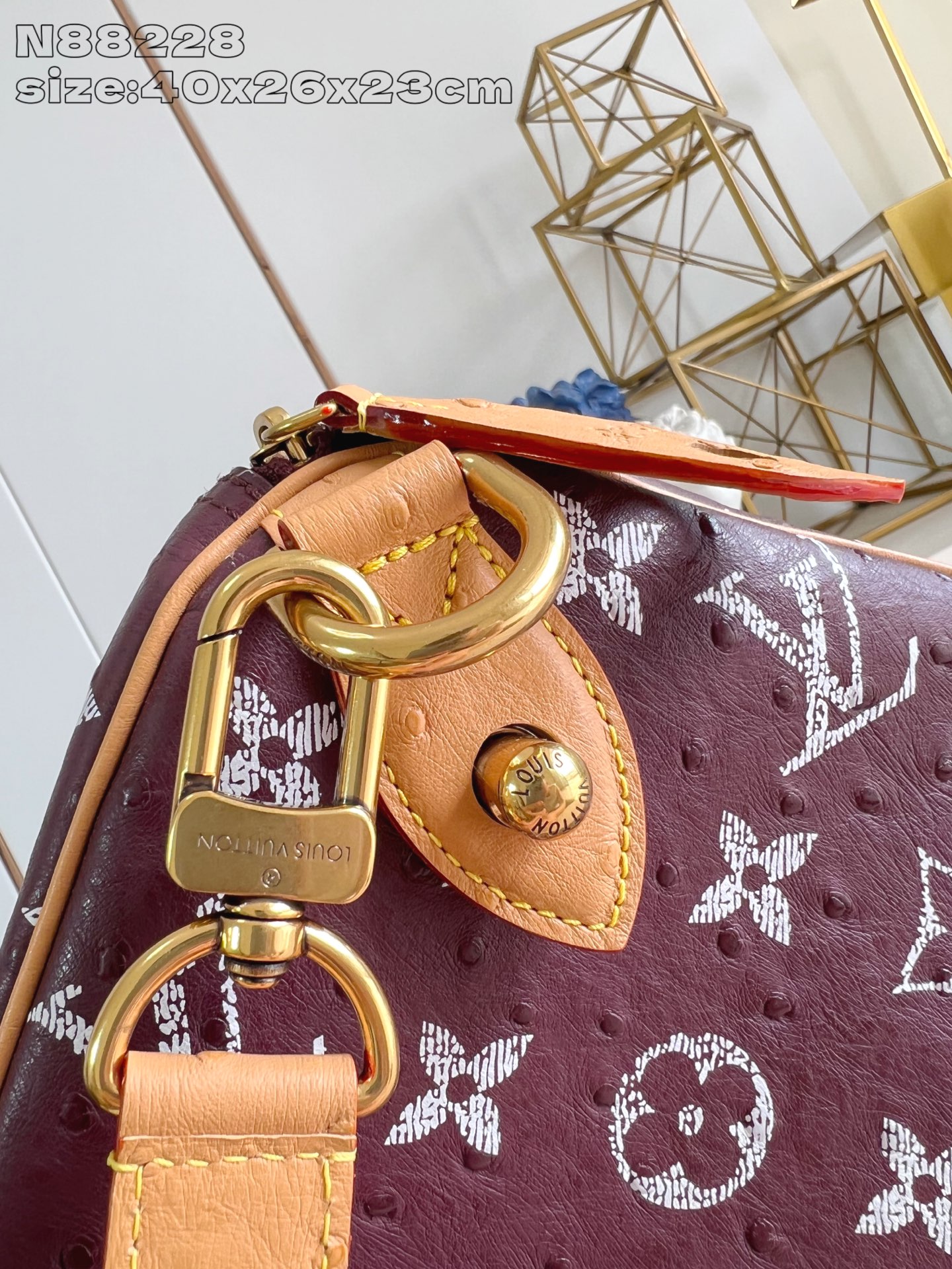 【顶级原单 N88228鸵鸟纹梅紫 】本款 Speedy Bandoulière 40 Monogram