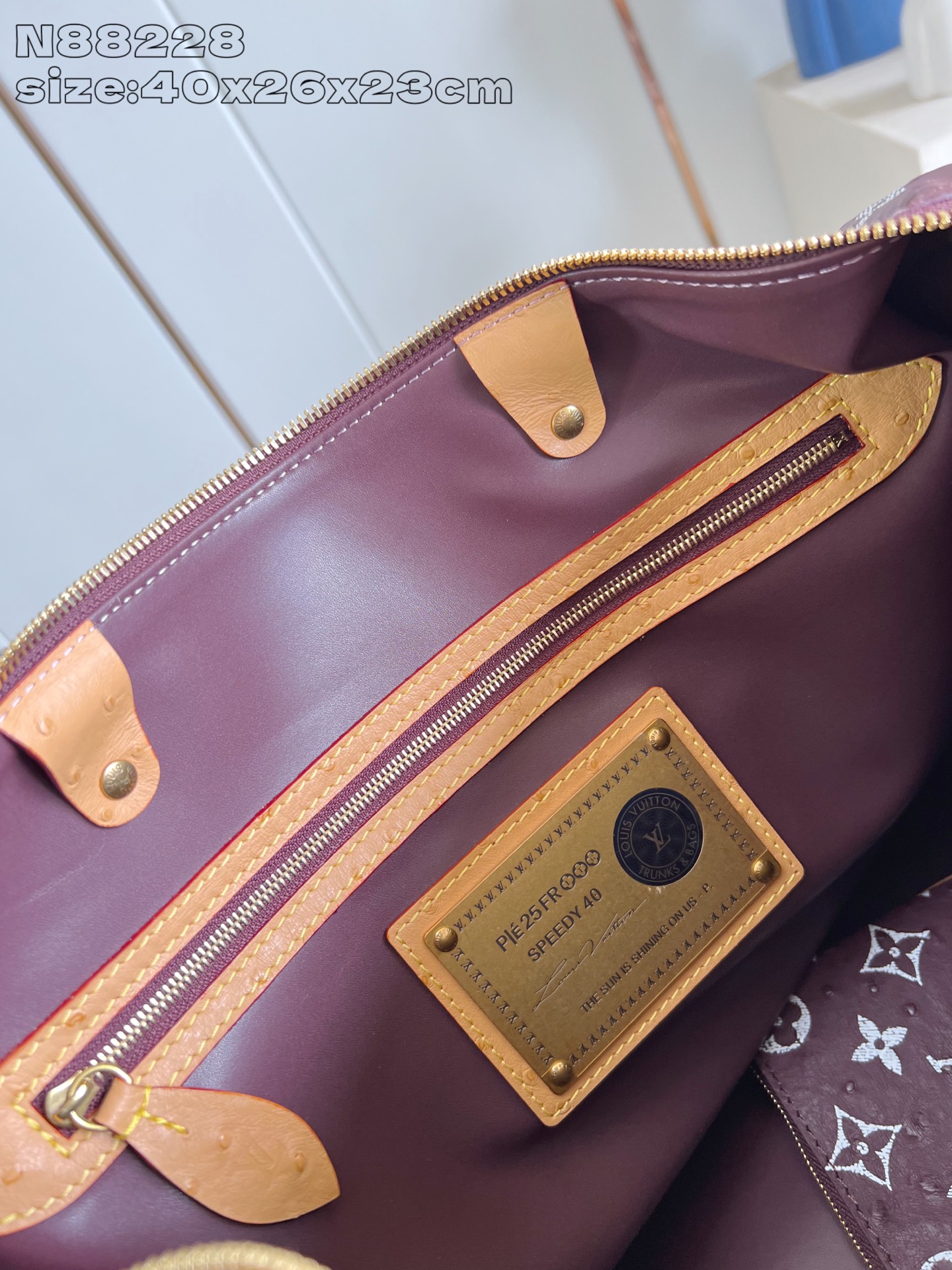 【顶级原单 N88228鸵鸟纹梅紫 】本款 Speedy Bandoulière 40 Monogram