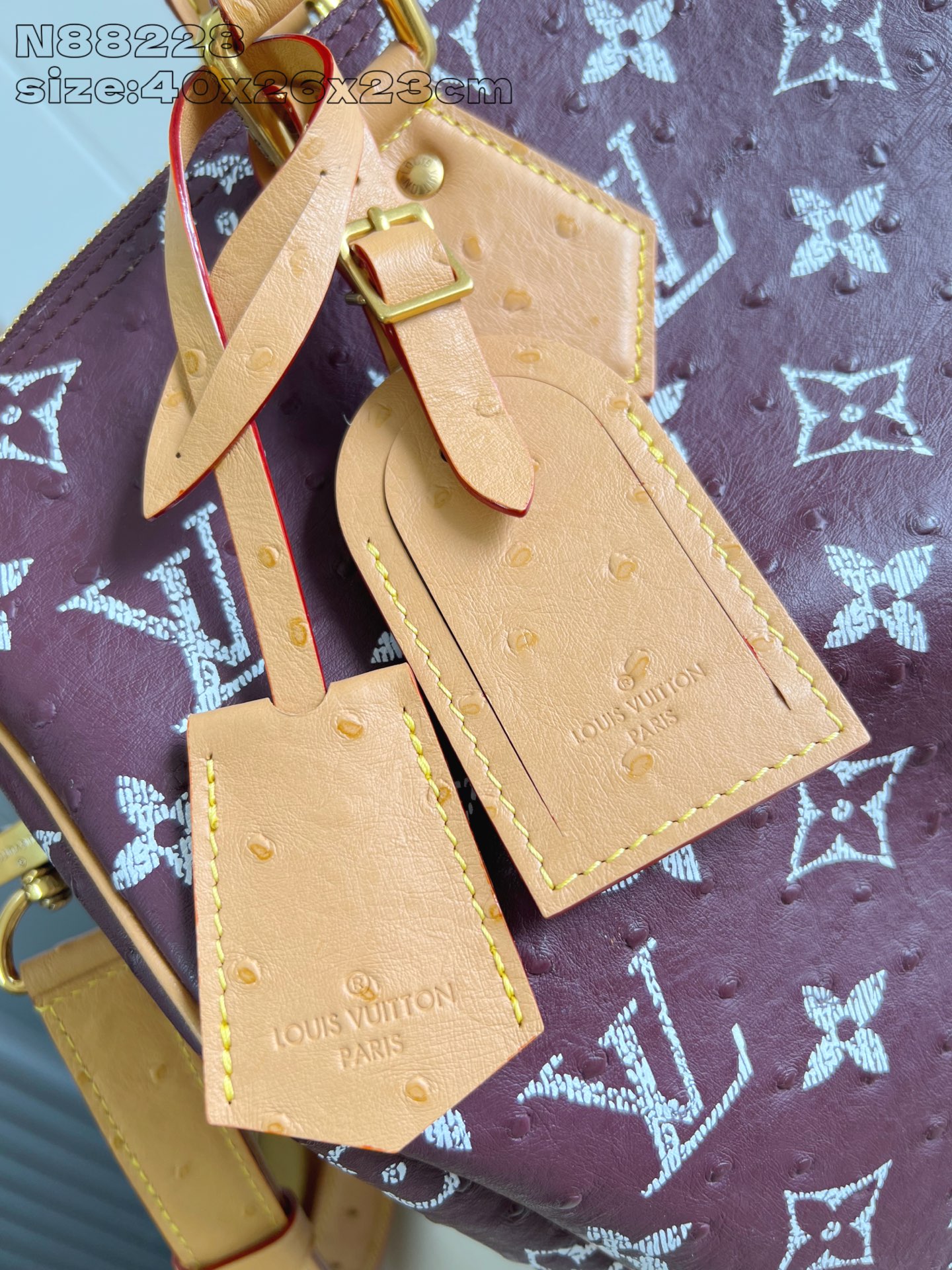 【顶级原单 N88228鸵鸟纹梅紫 】本款 Speedy Bandoulière 40 Monogram