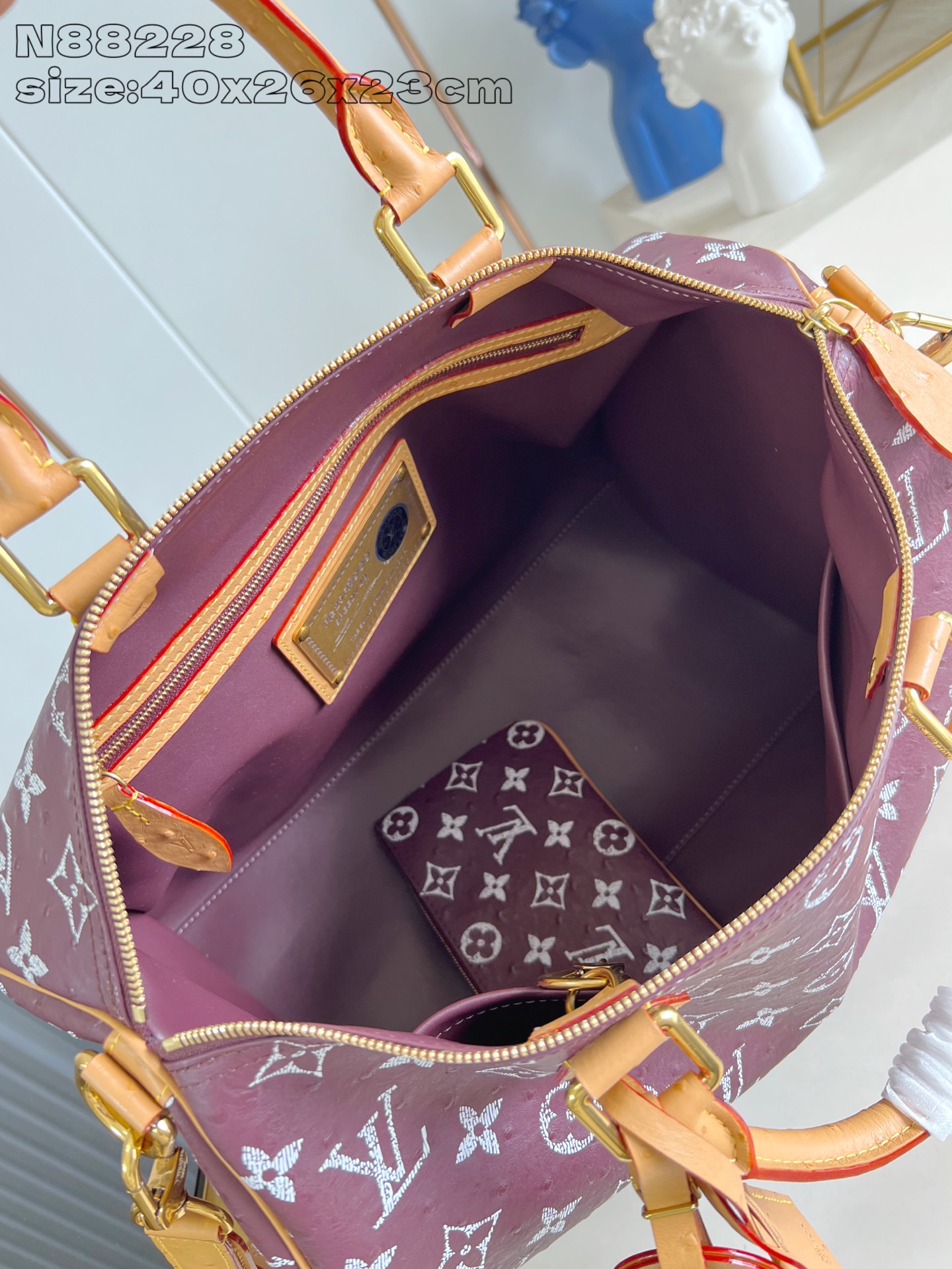 【顶级原单 N88228鸵鸟纹梅紫 】本款 Speedy Bandoulière 40 Monogram