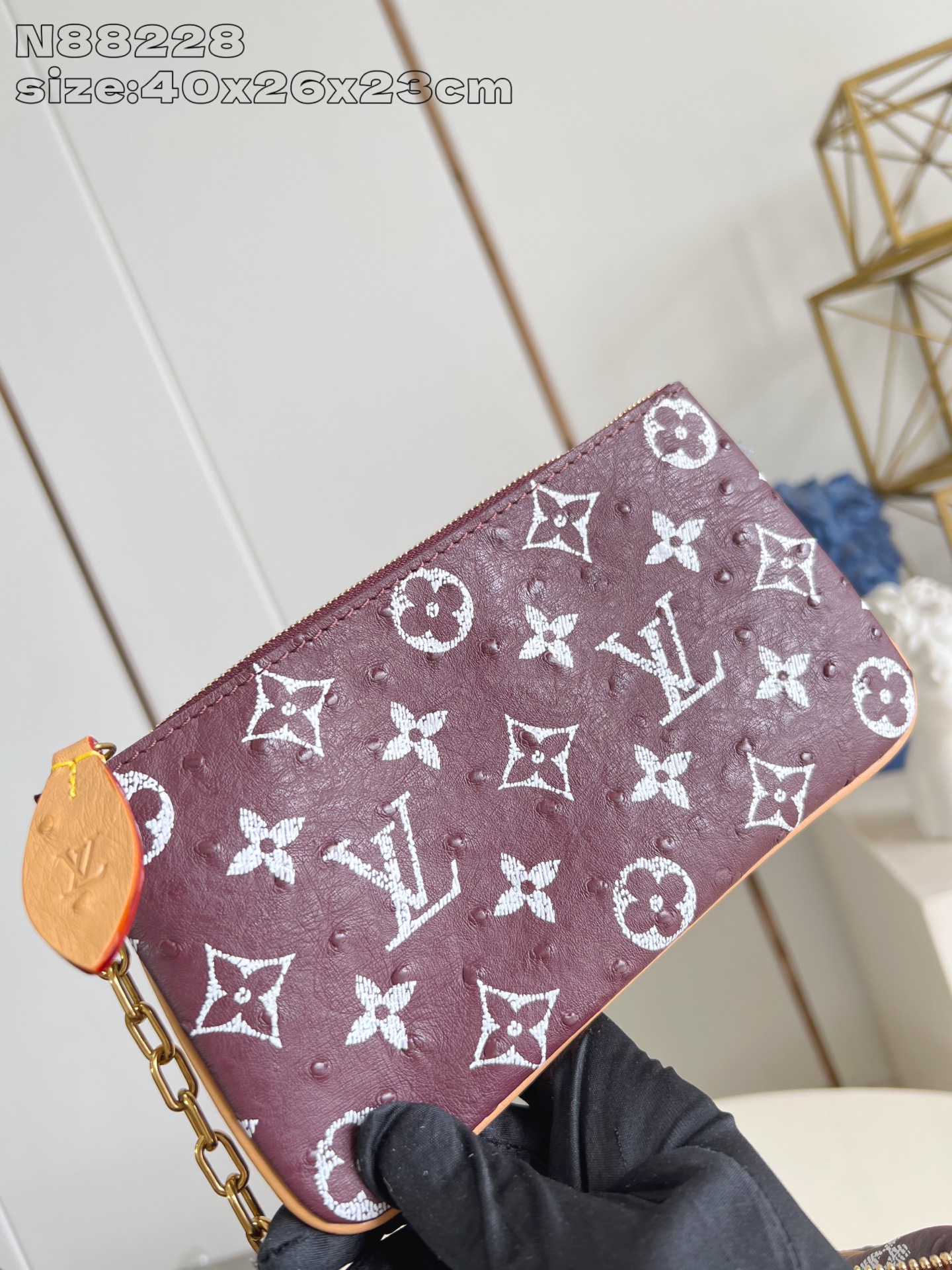 【顶级原单 N88228鸵鸟纹梅紫 】本款 Speedy Bandoulière 40 Monogram