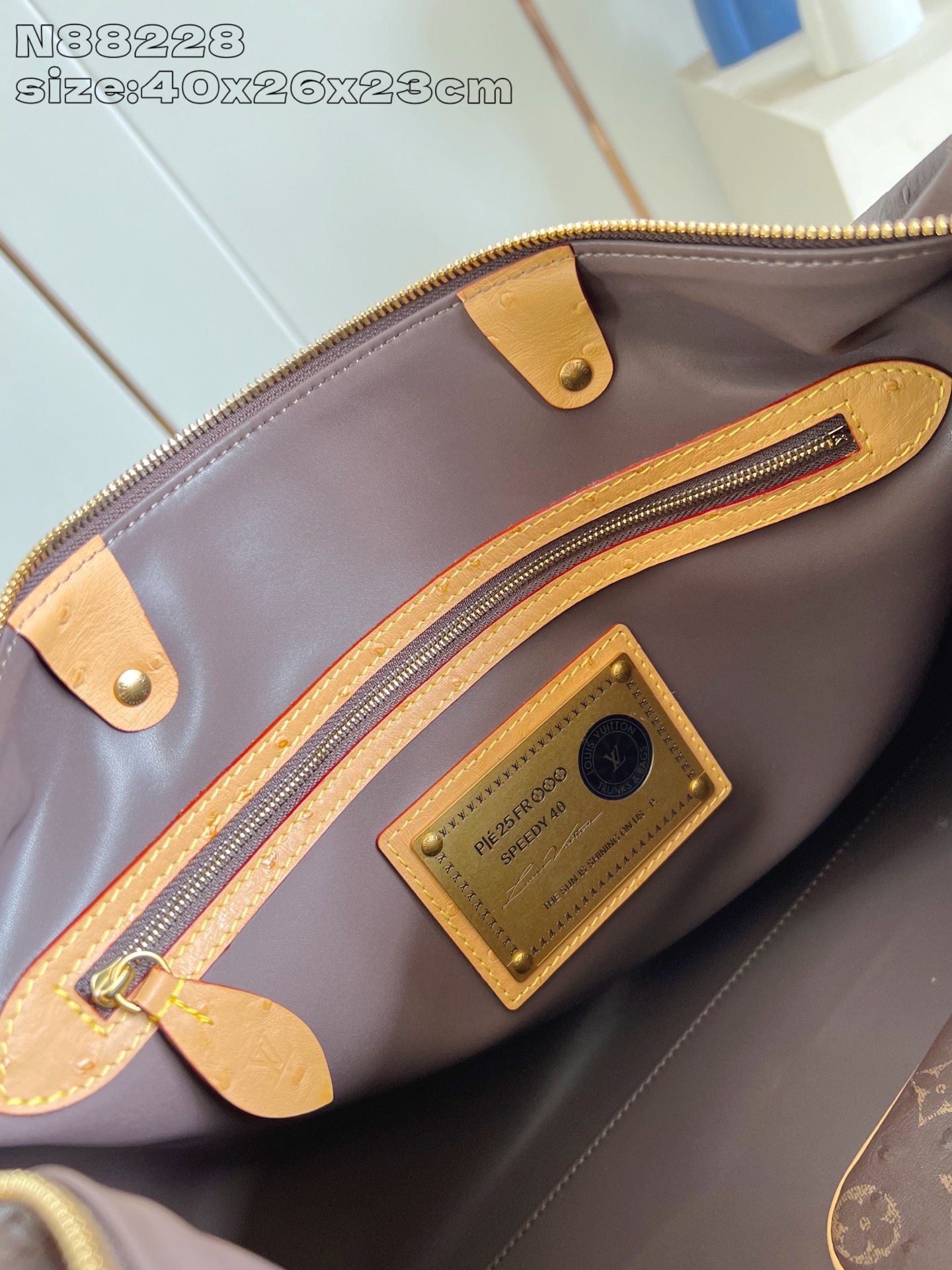 【顶级原单 N88228鸵鸟纹咖啡色 】本款 Speedy Bandoulière 40 Monogra
