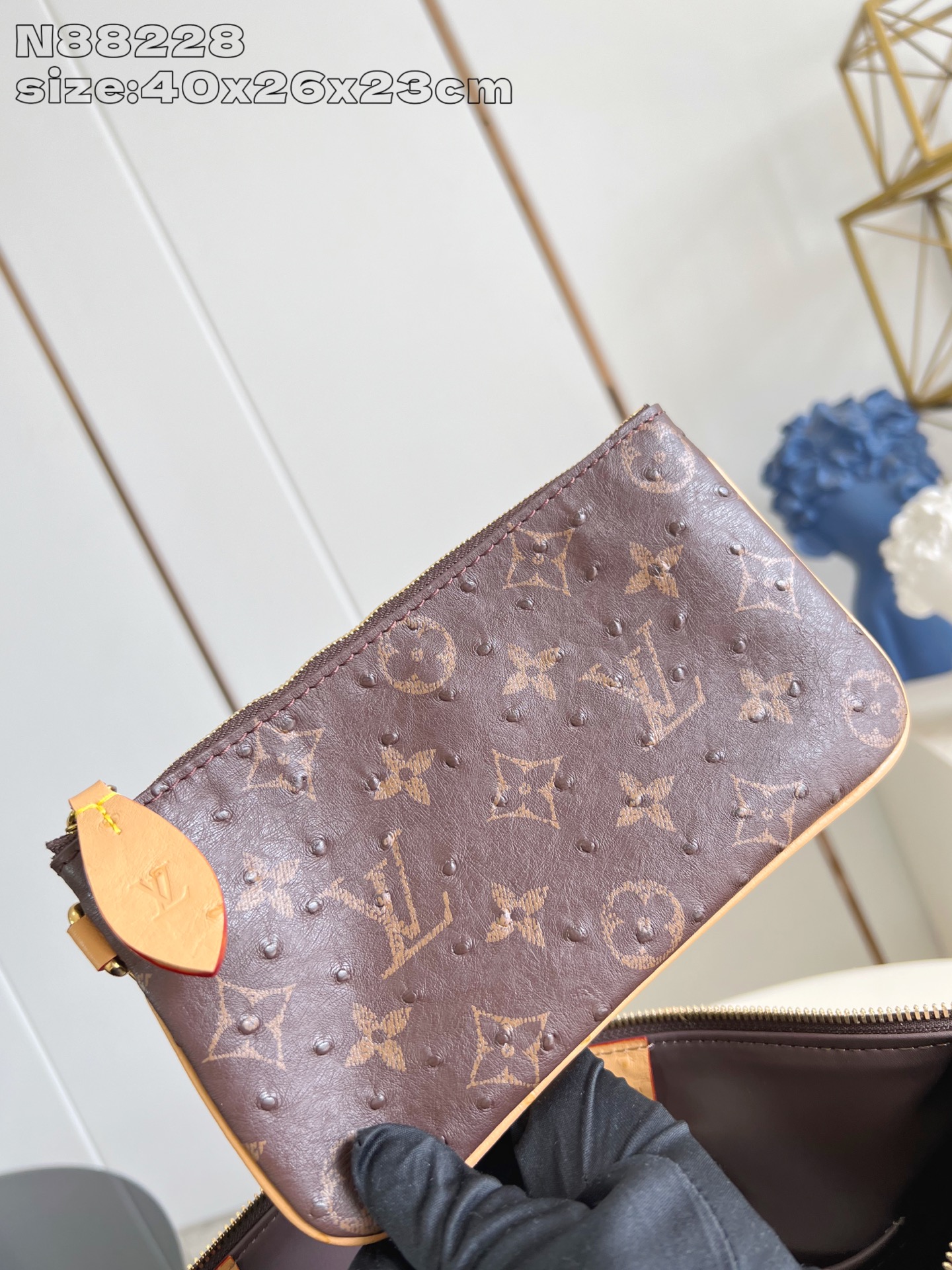 【顶级原单 N88228鸵鸟纹咖啡色 】本款 Speedy Bandoulière 40 Monogra