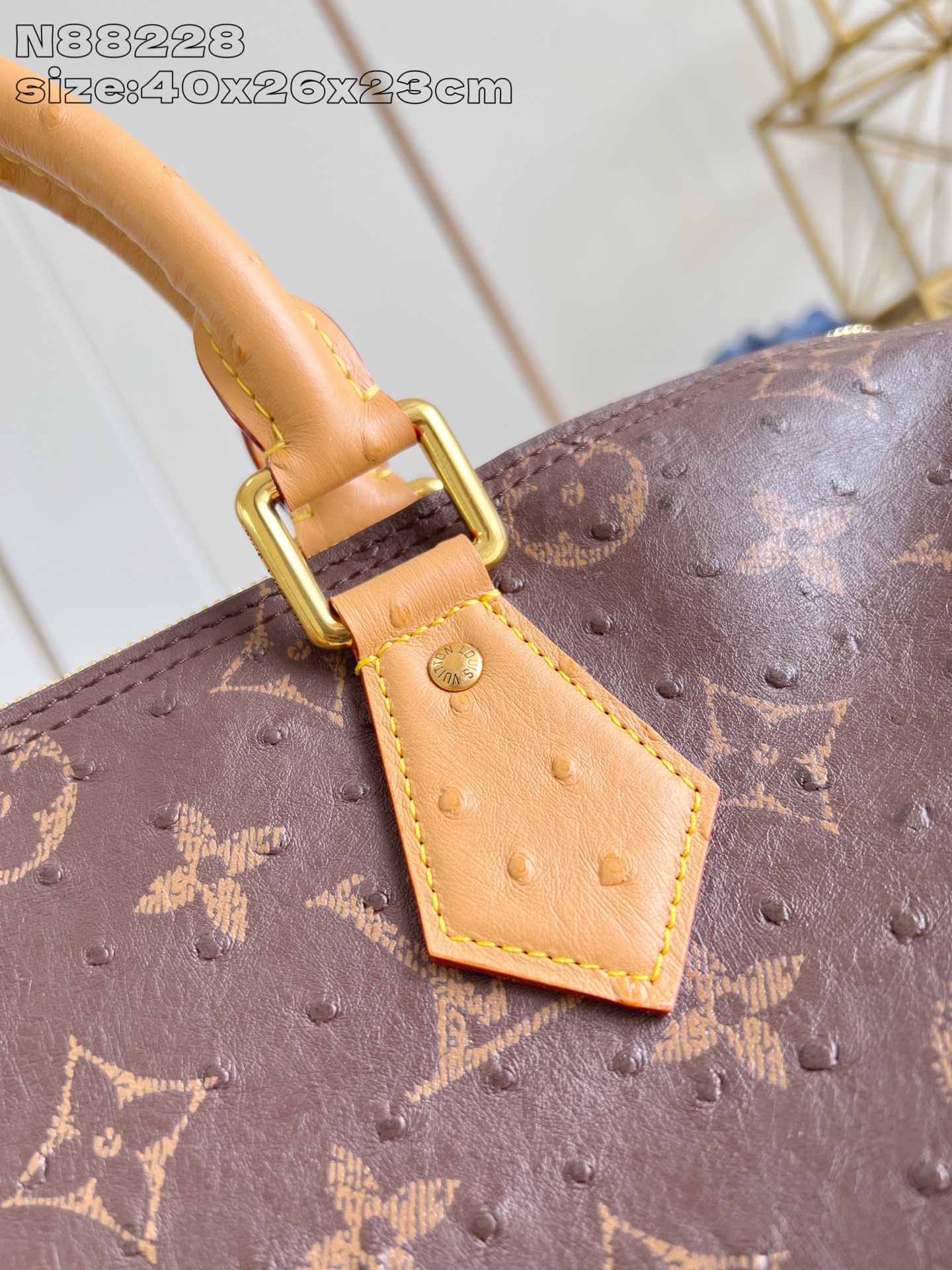 【顶级原单 N88228鸵鸟纹咖啡色 】本款 Speedy Bandoulière 40 Monogra