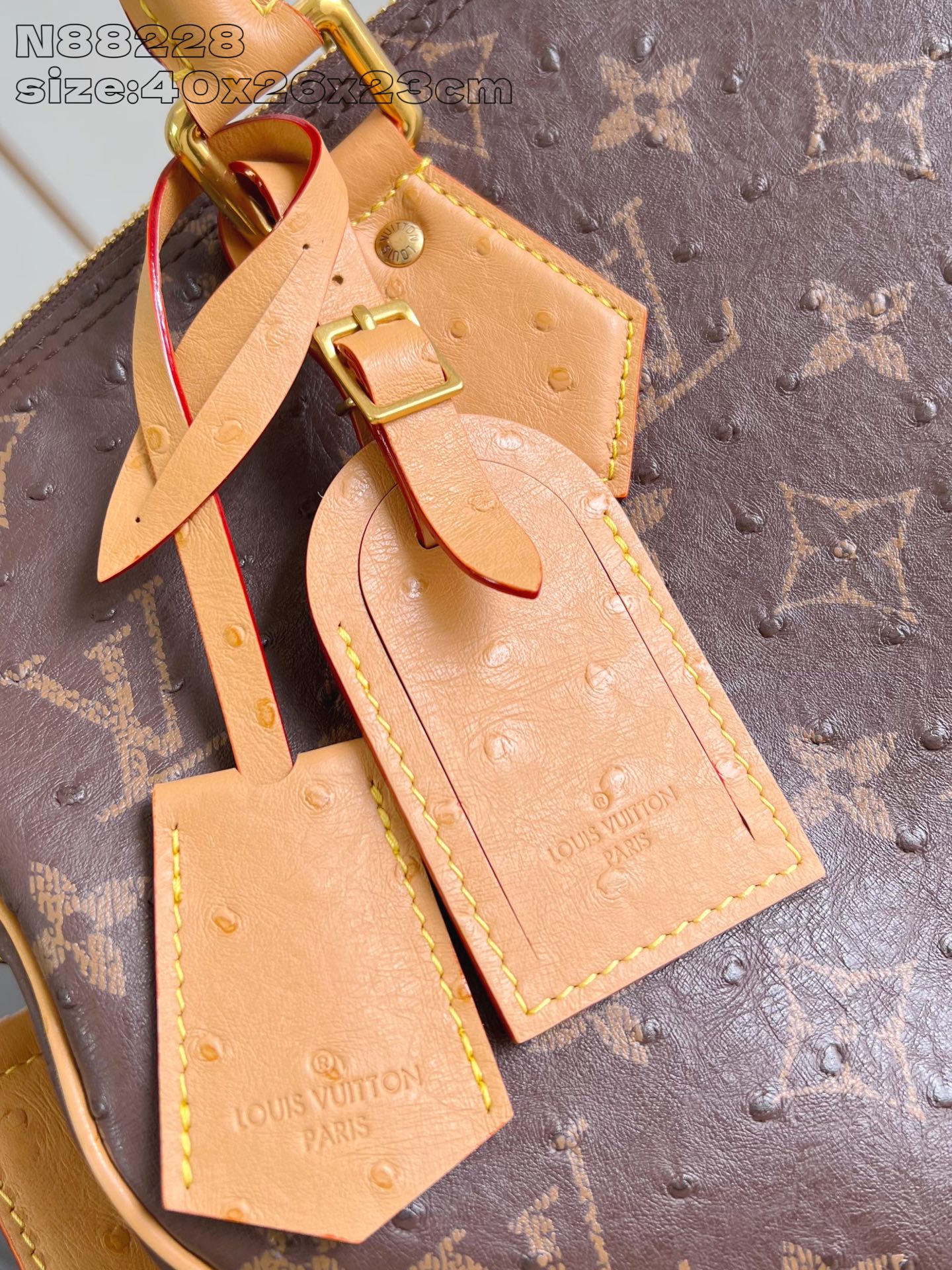 【顶级原单 N88228鸵鸟纹咖啡色 】本款 Speedy Bandoulière 40 Monogra