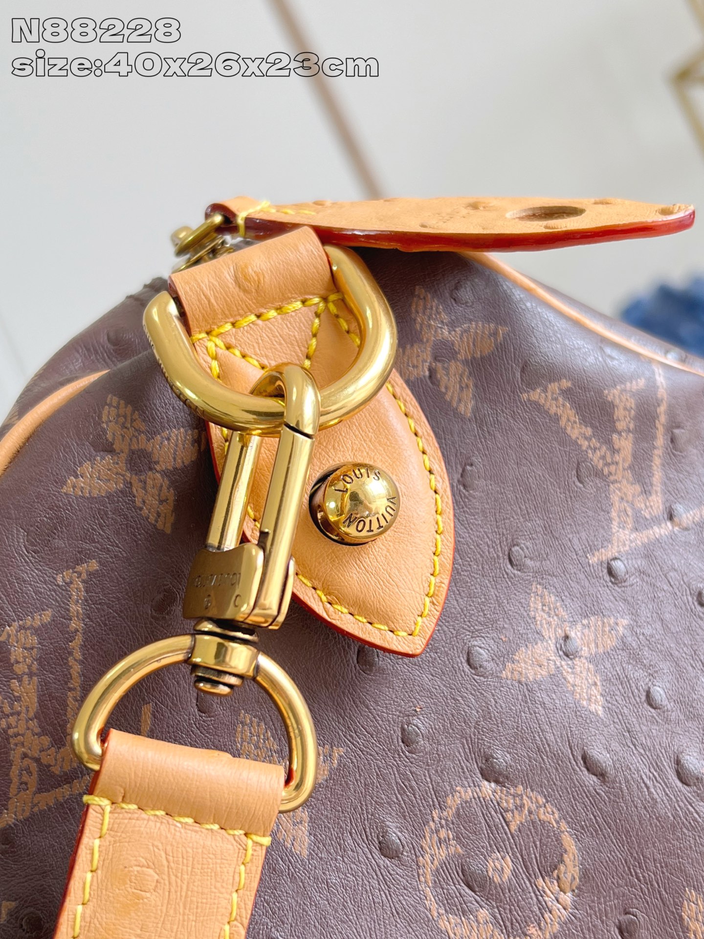 【顶级原单 N88228鸵鸟纹咖啡色 】本款 Speedy Bandoulière 40 Monogra