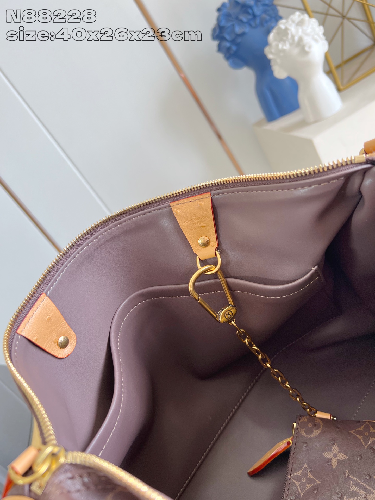 【顶级原单 N88228鸵鸟纹咖啡色 】本款 Speedy Bandoulière 40 Monogra