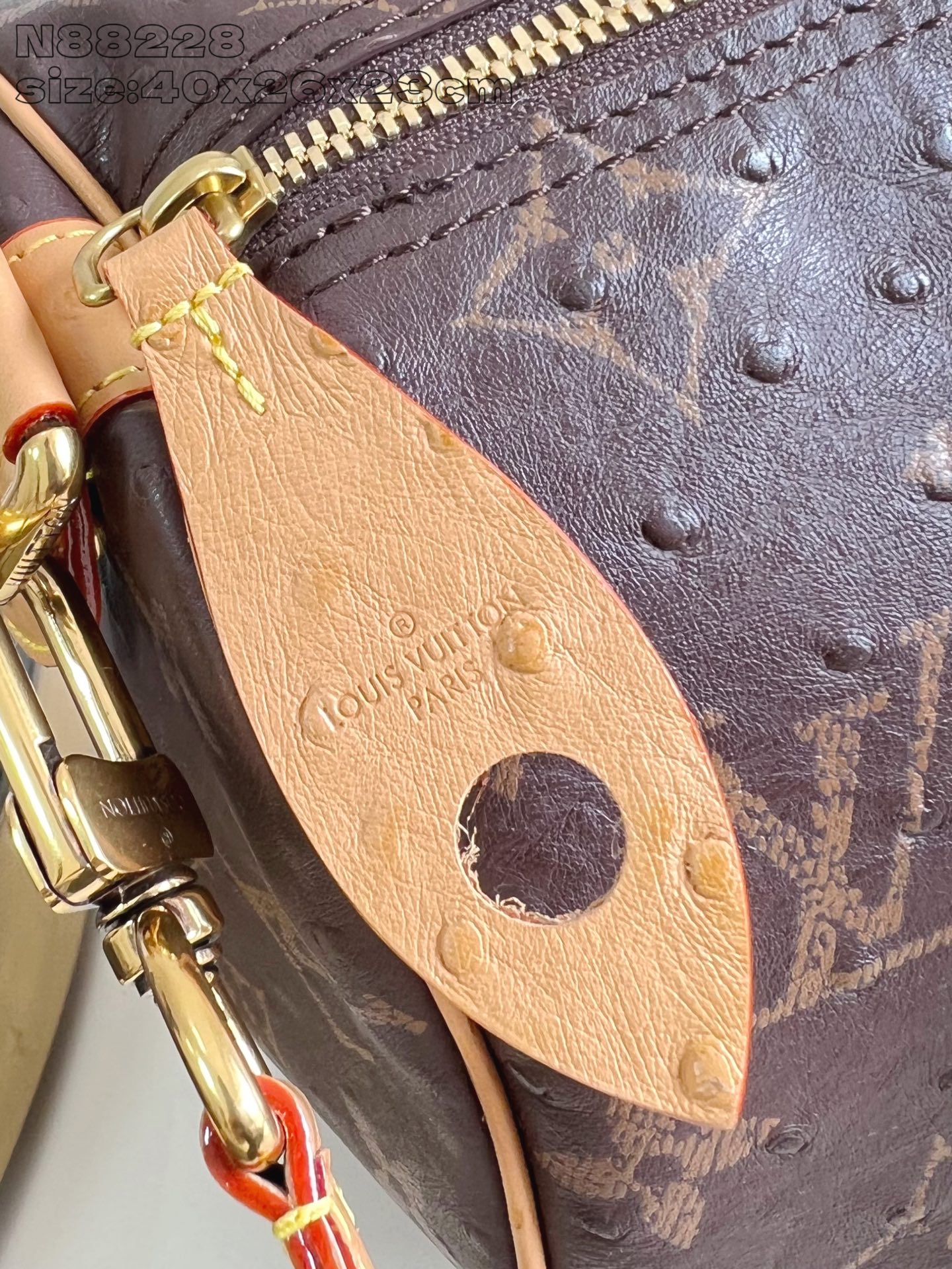 【顶级原单 N88228鸵鸟纹咖啡色 】本款 Speedy Bandoulière 40 Monogra