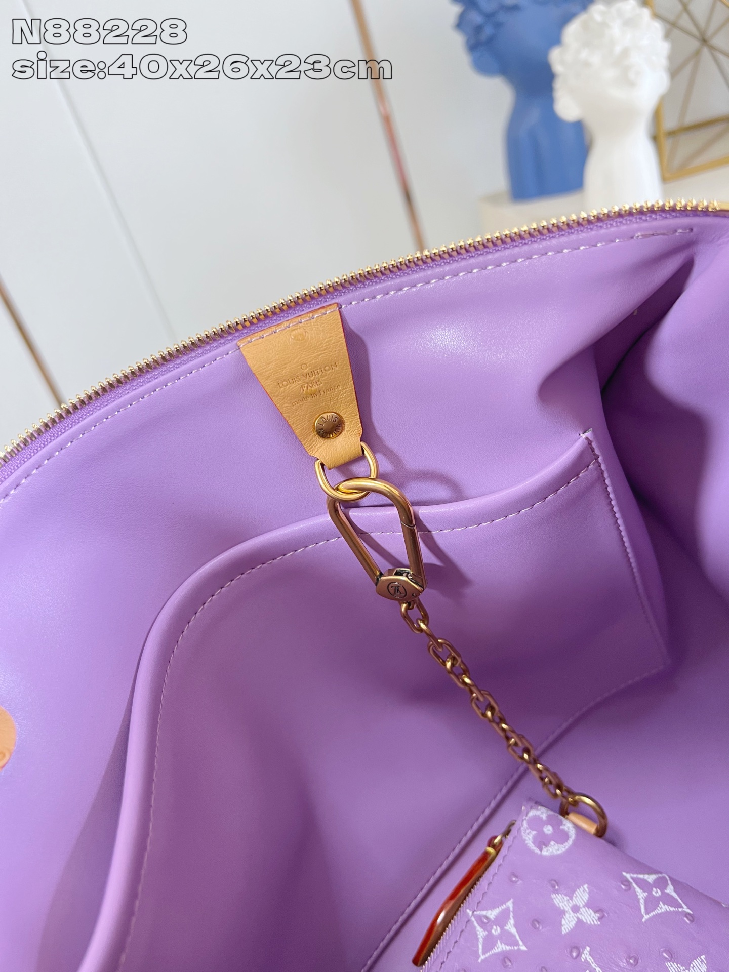 【顶级原单 N88228鸵鸟纹丁香紫 】本款 Speedy Bandoulière 40 Monogra