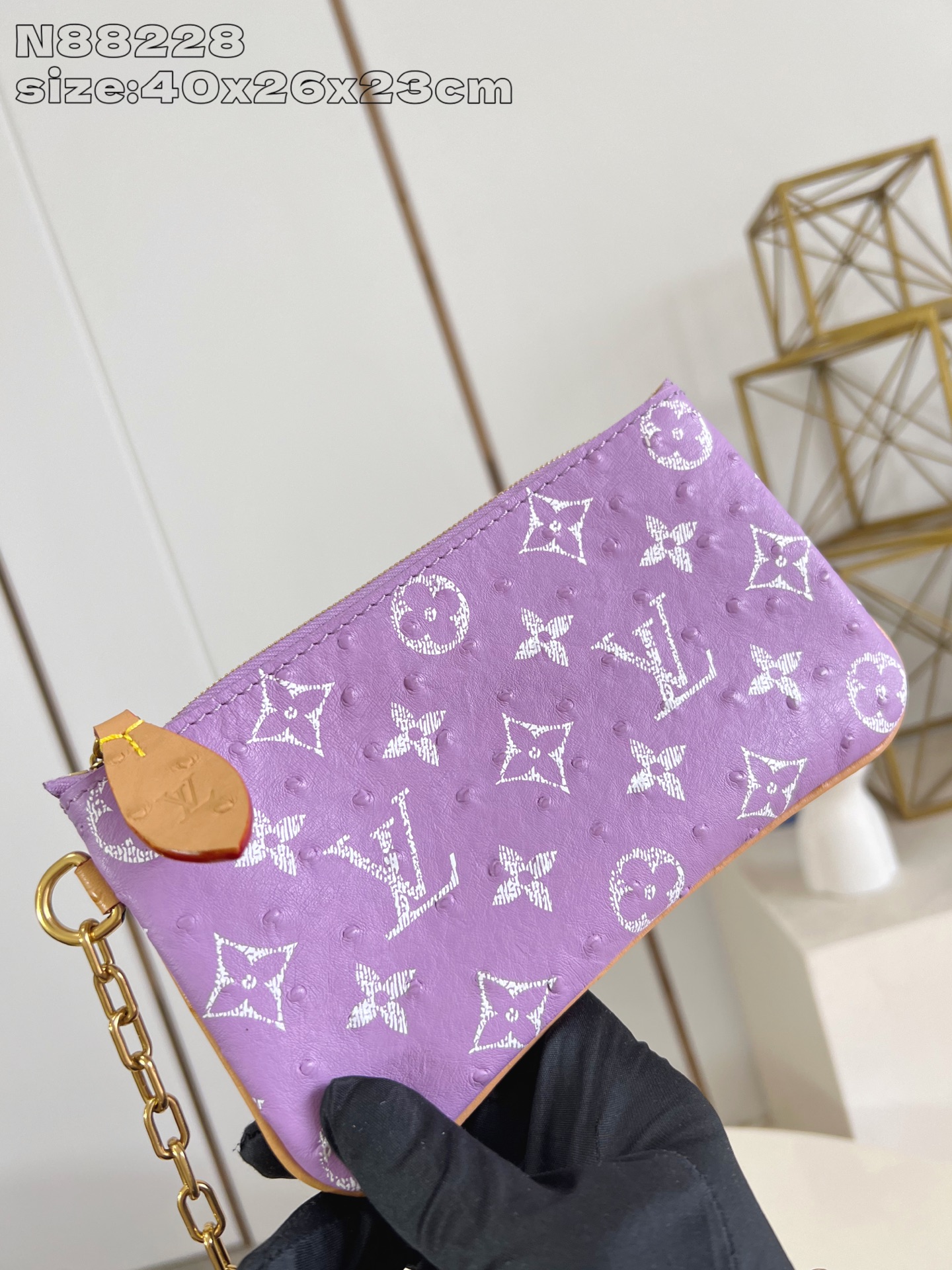 【顶级原单 N88228鸵鸟纹丁香紫 】本款 Speedy Bandoulière 40 Monogra