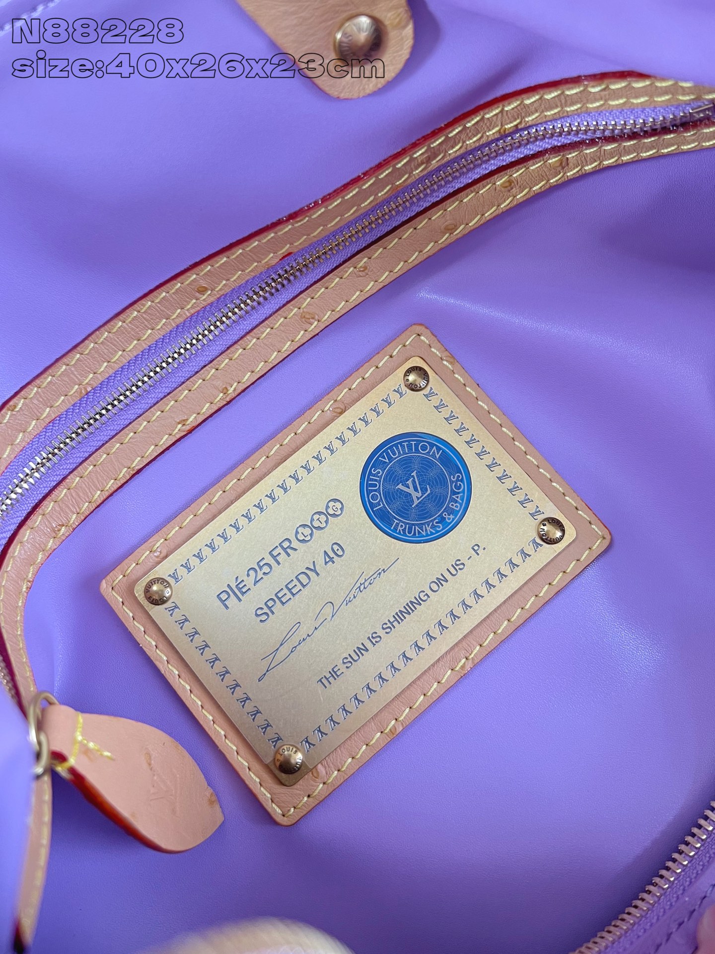 【顶级原单 N88228鸵鸟纹丁香紫 】本款 Speedy Bandoulière 40 Monogra