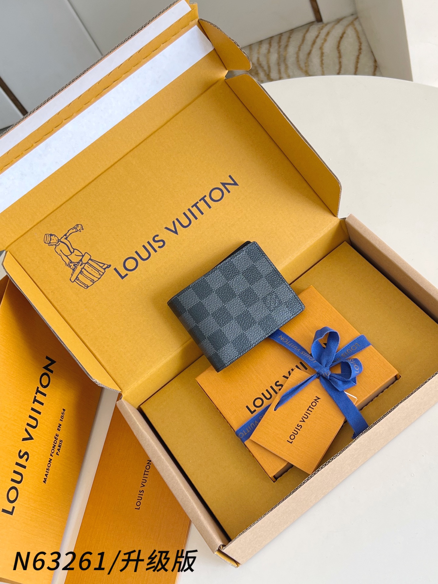 【顶级原单 N63261黑/升级版 】🎁配全套精品包装 slender 钱包采用 Monogram 帆布