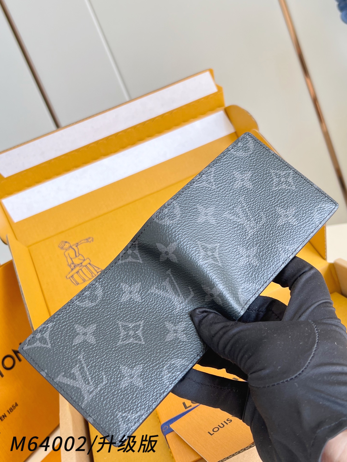 【 N64002黑花/升级版 】🎁配全套精品包装 slender 钱包采用 Monogram 帆布制造，
