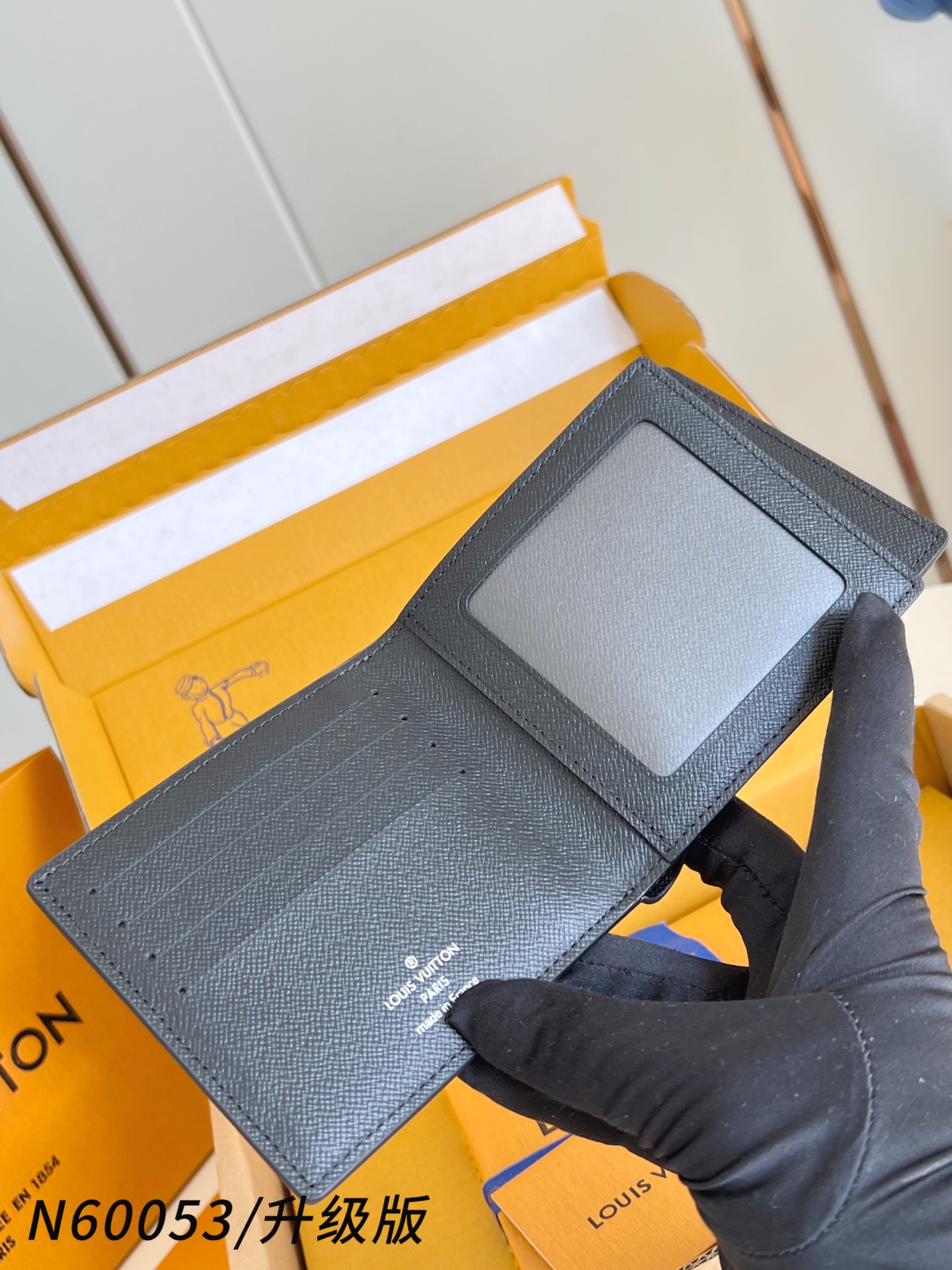【 N60053黑格/升级版 】🎁配全套精品包装 Amerigo 钱包采用 Monogram 帆布制造，