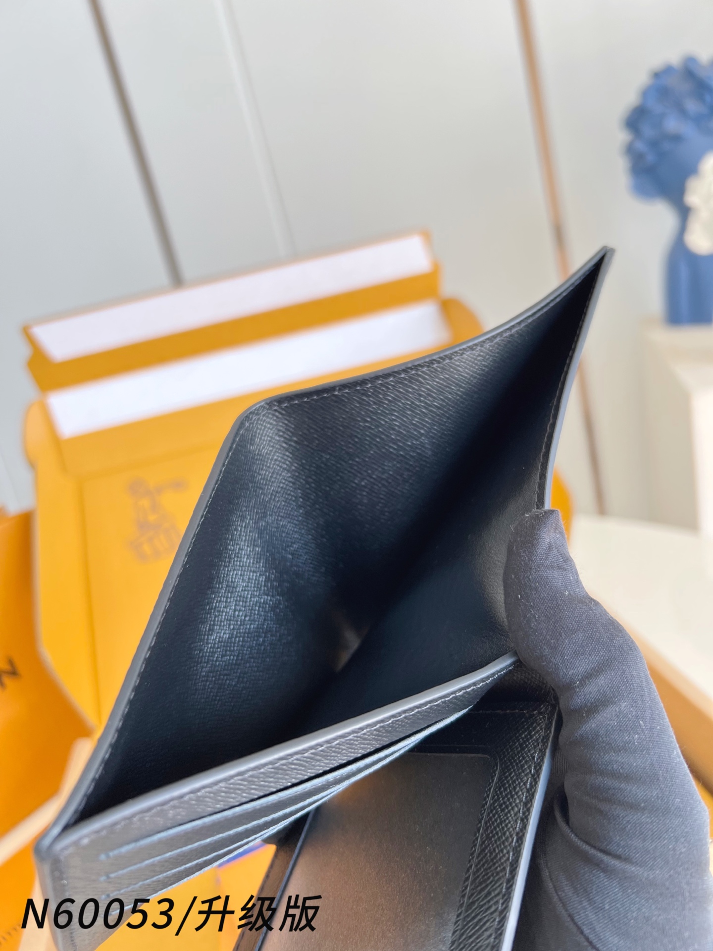 【 N60053黑格/升级版 】🎁配全套精品包装 Amerigo 钱包采用 Monogram 帆布制造，