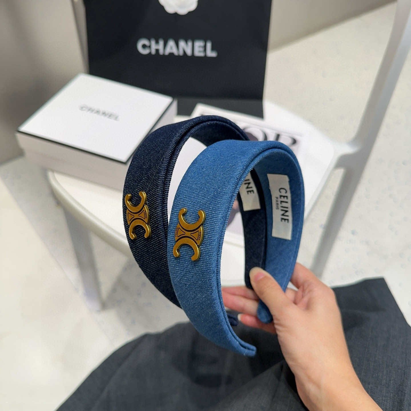 🎁配包装盒CELINE（赛琳）凯旋门新款牛仔发箍，时尚潮流，名媛范儿十足！女神必备单品