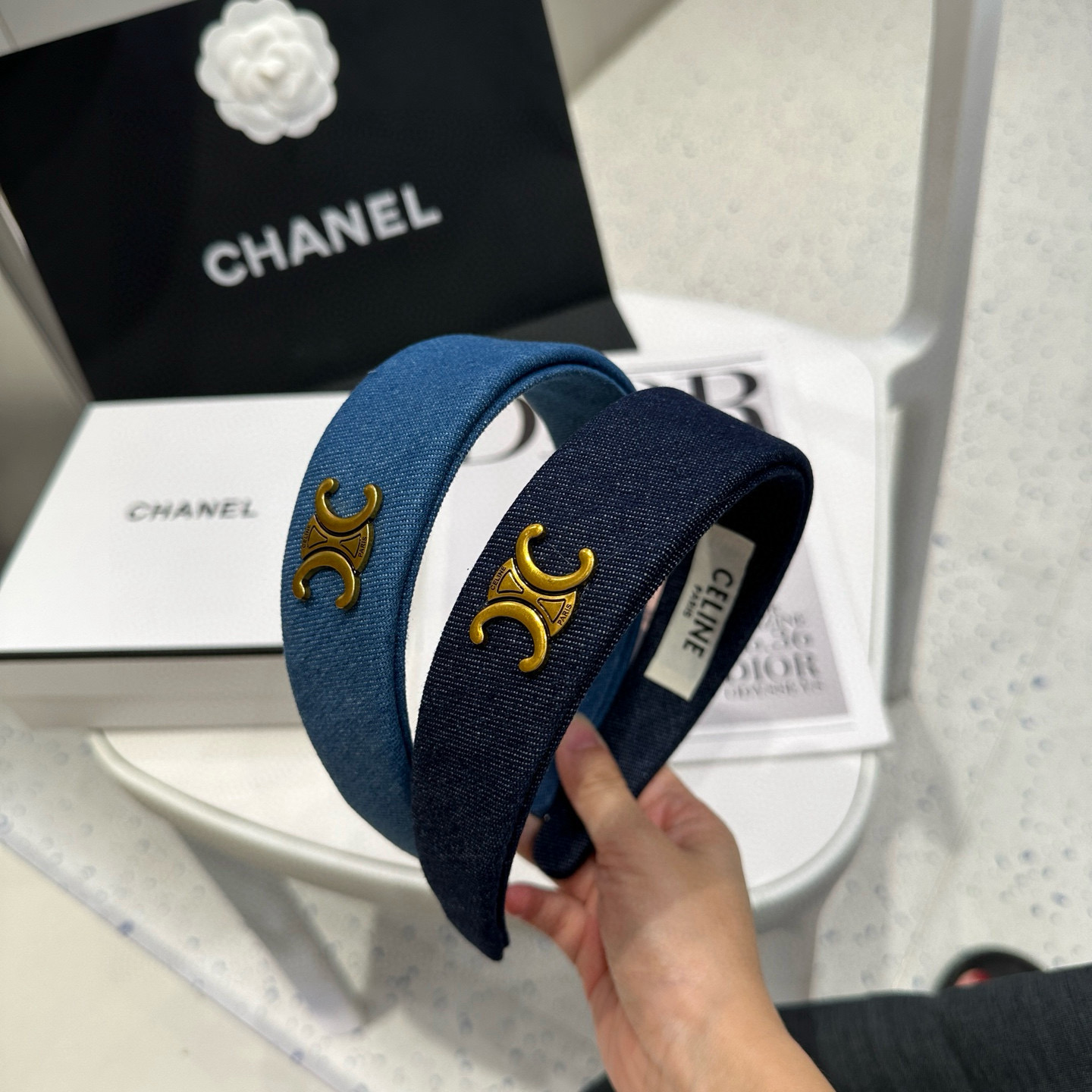 🎁配包装盒CELINE（赛琳）凯旋门新款牛仔发箍，时尚潮流，名媛范儿十足！女神必备单品