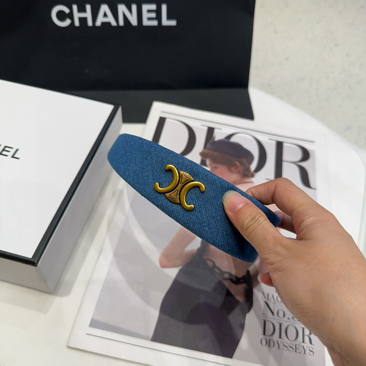 🎁配包装盒CELINE（赛琳）凯旋门新款牛仔发箍，时尚潮流，名媛范儿十足！女神必备单品