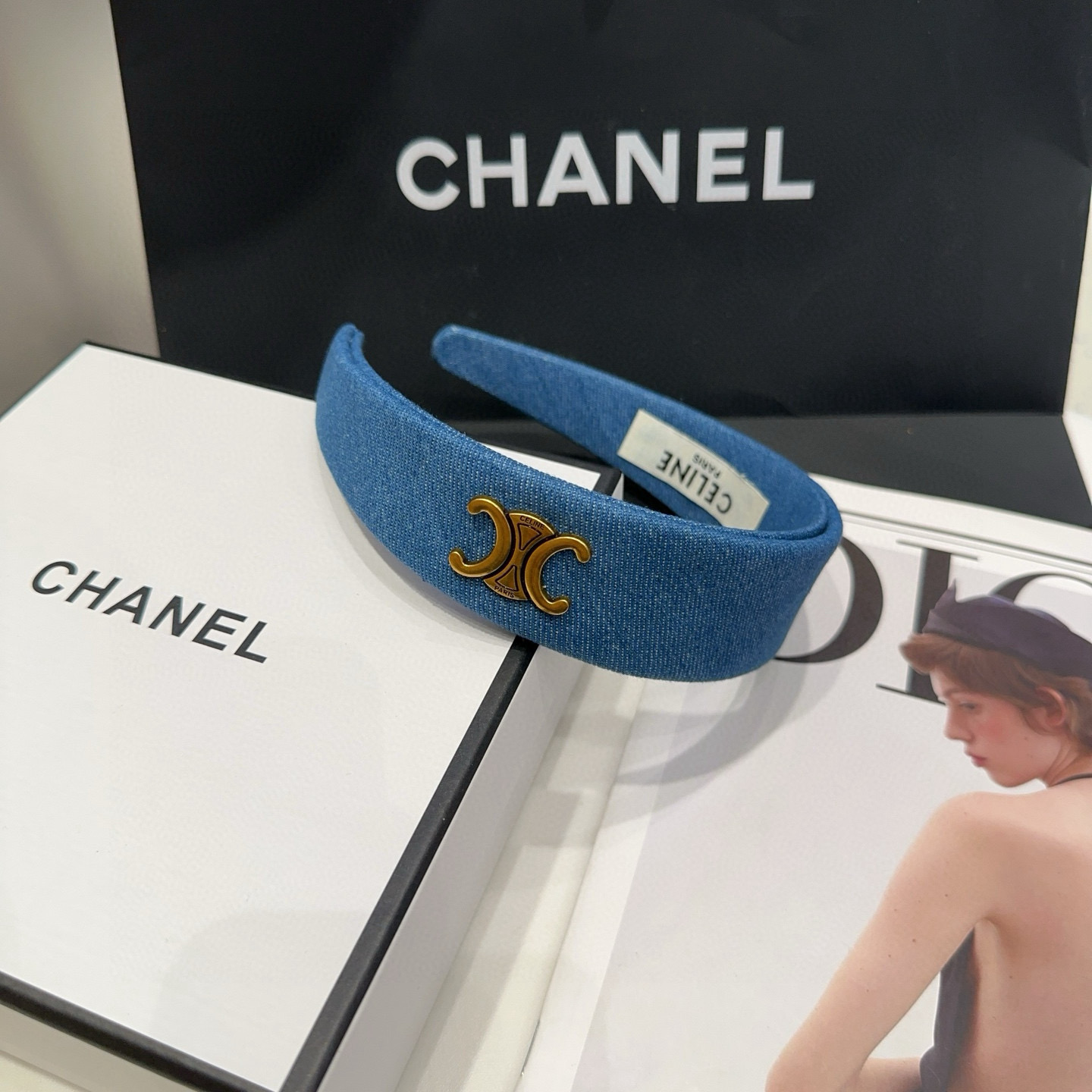 🎁配包装盒CELINE（赛琳）凯旋门新款牛仔发箍，时尚潮流，名媛范儿十足！女神必备单品