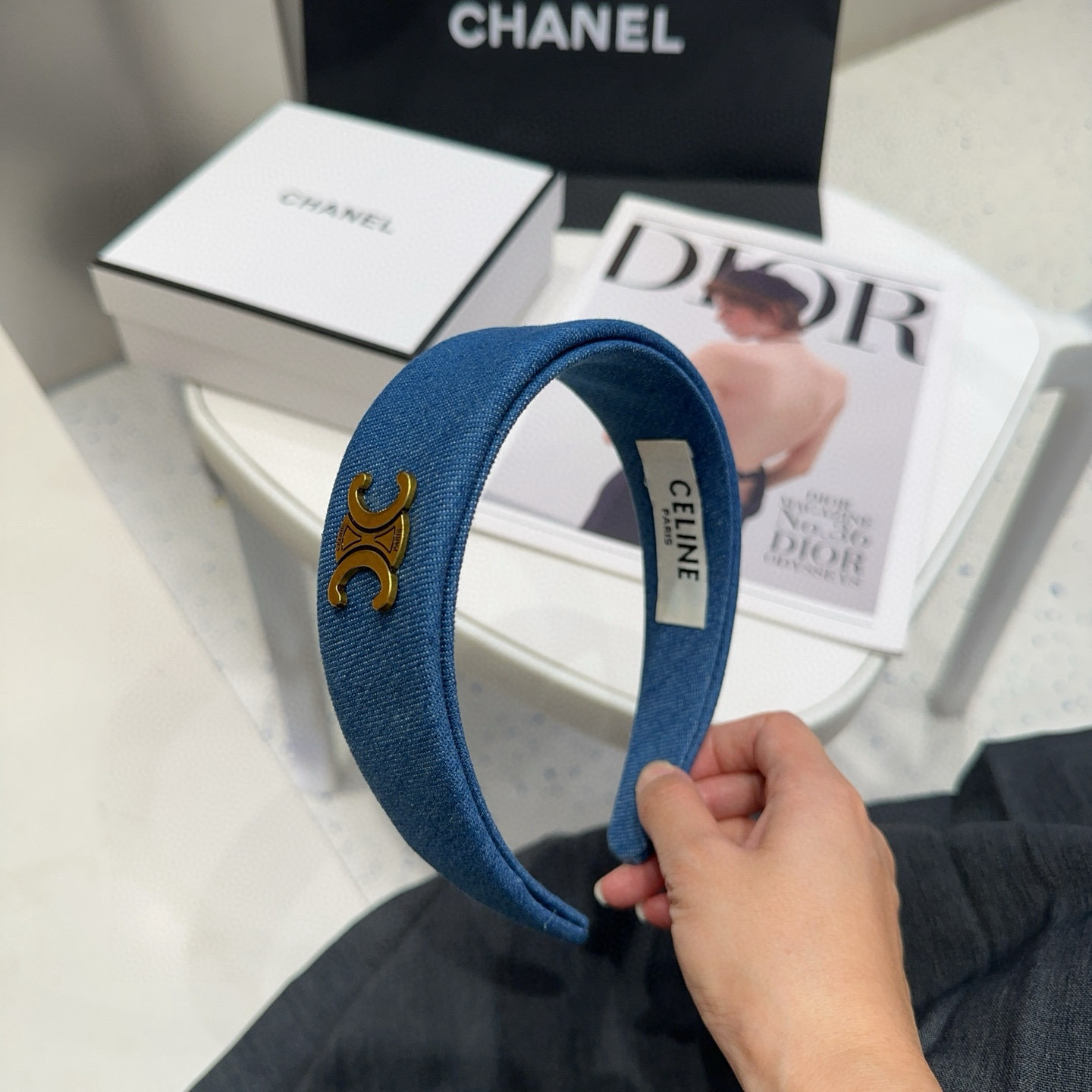 🎁配包装盒CELINE（赛琳）凯旋门新款牛仔发箍，时尚潮流，名媛范儿十足！女神必备单品