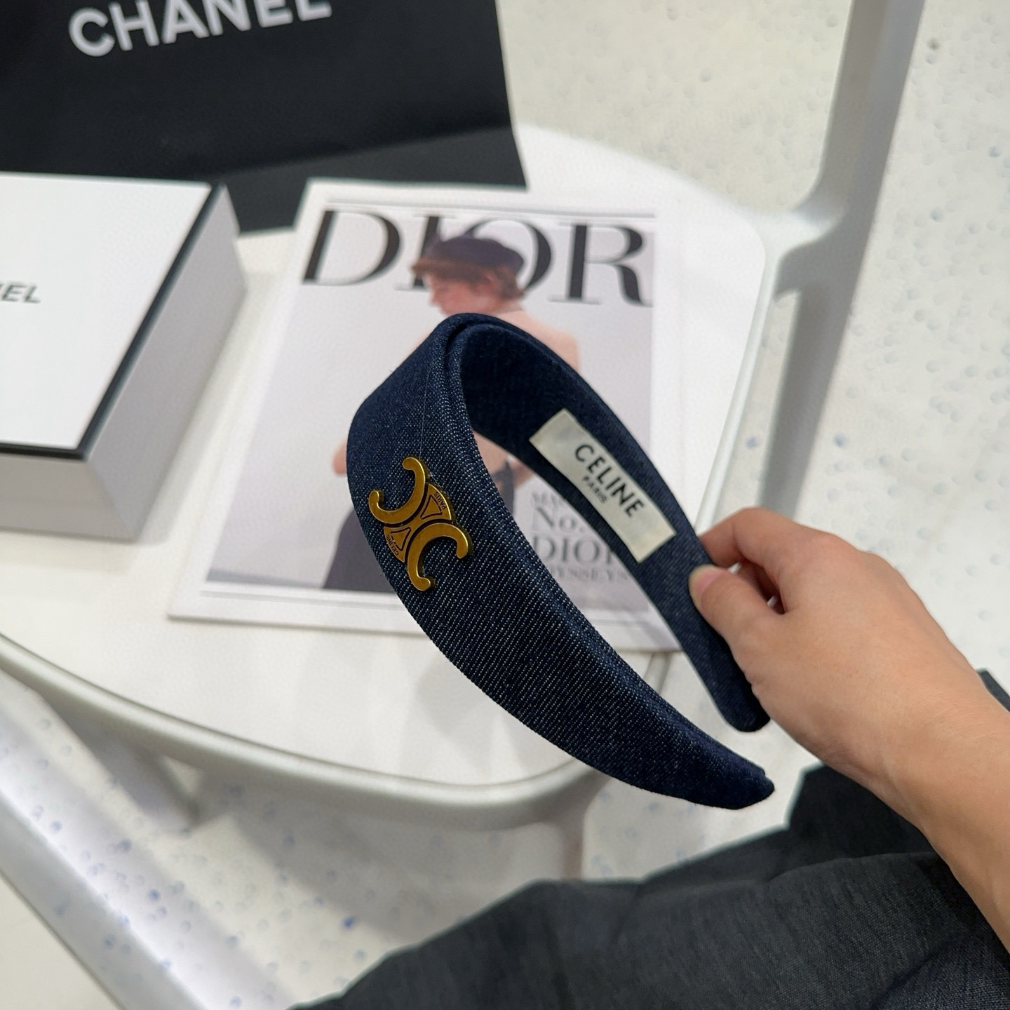 🎁配包装盒CELINE（赛琳）凯旋门新款牛仔发箍，时尚潮流，名媛范儿十足！女神必备单品