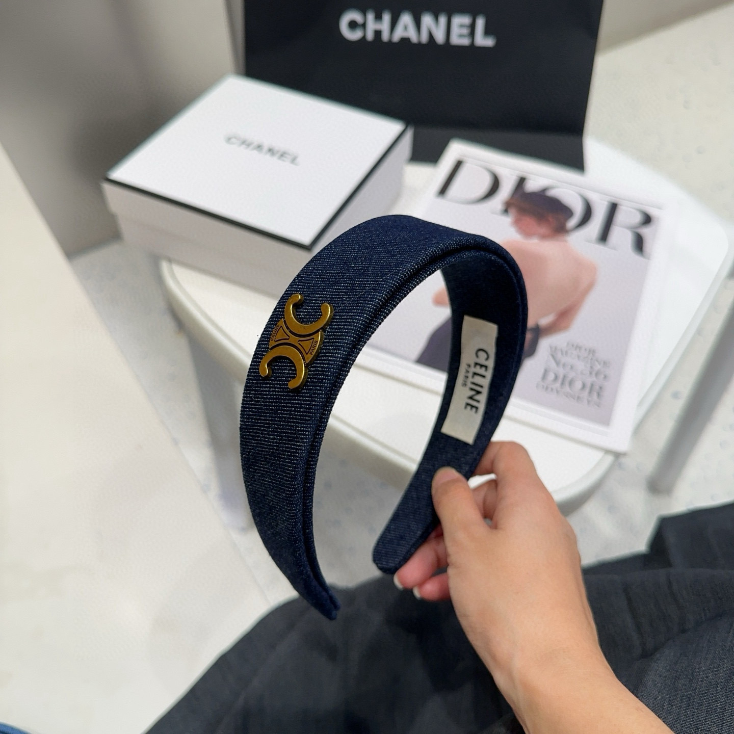 🎁配包装盒CELINE（赛琳）凯旋门新款牛仔发箍，时尚潮流，名媛范儿十足！女神必备单品