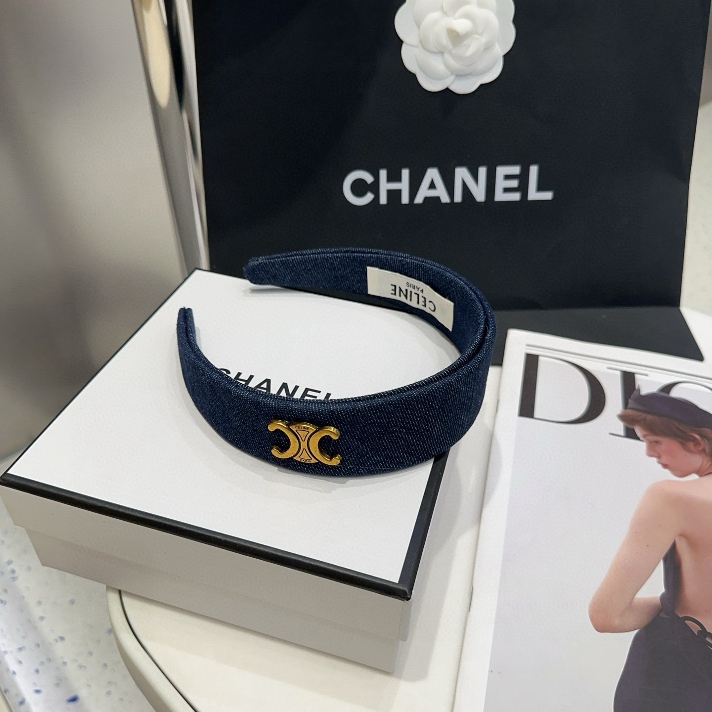 🎁配包装盒CELINE（赛琳）凯旋门新款牛仔发箍，时尚潮流，名媛范儿十足！女神必备单品