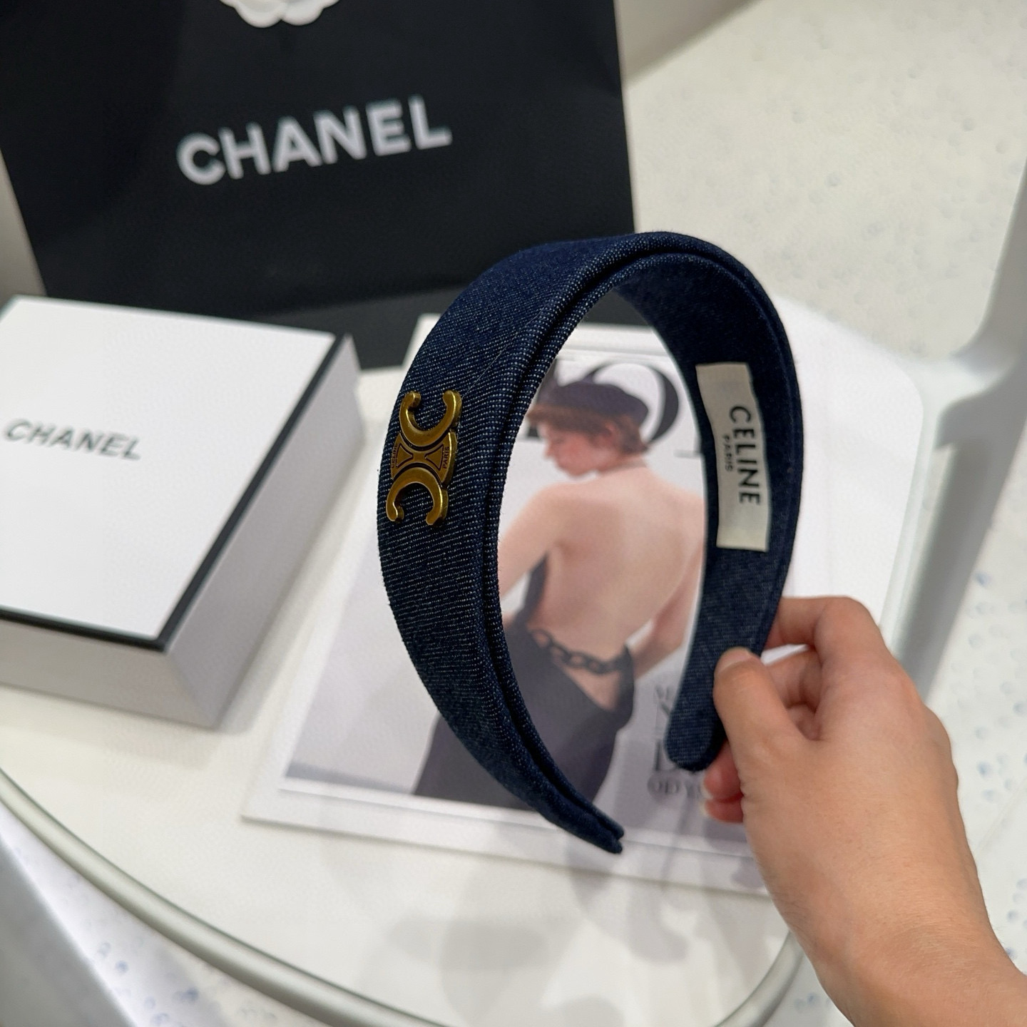 🎁配包装盒CELINE（赛琳）凯旋门新款牛仔发箍，时尚潮流，名媛范儿十足！女神必备单品