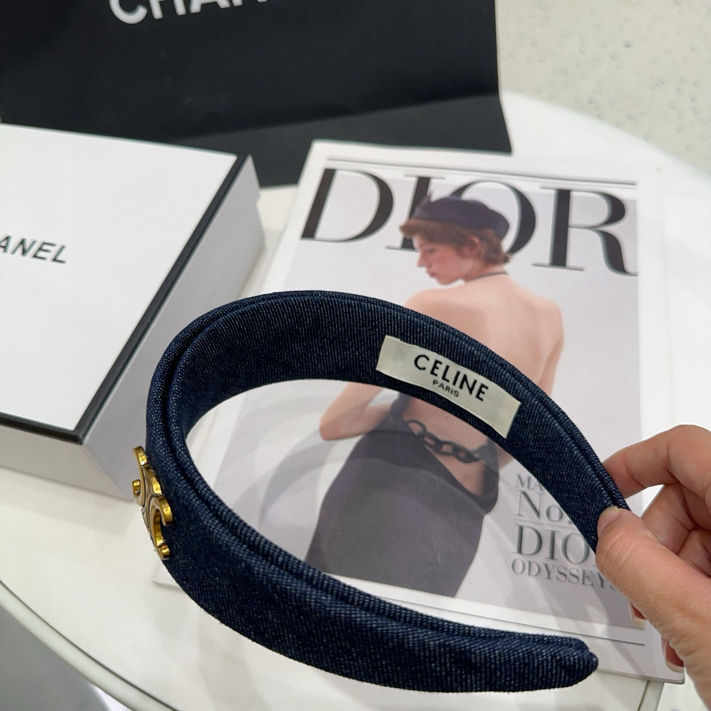 🎁配包装盒CELINE（赛琳）凯旋门新款牛仔发箍，时尚潮流，名媛范儿十足！女神必备单品