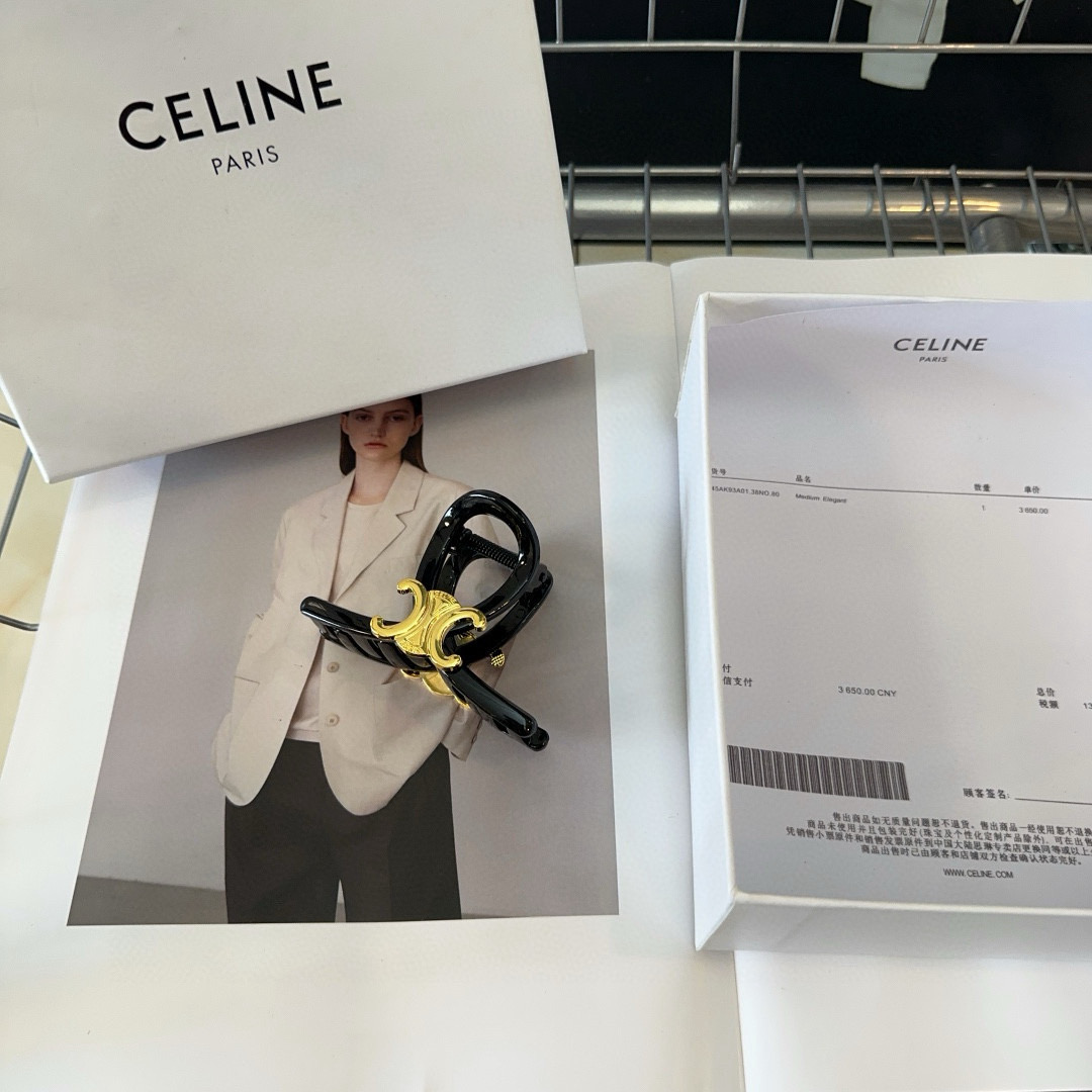 🎁配包装盒CELINE（赛琳）凯旋门新款糖果色抓夹，简单大气，时尚百搭！女神必备单品