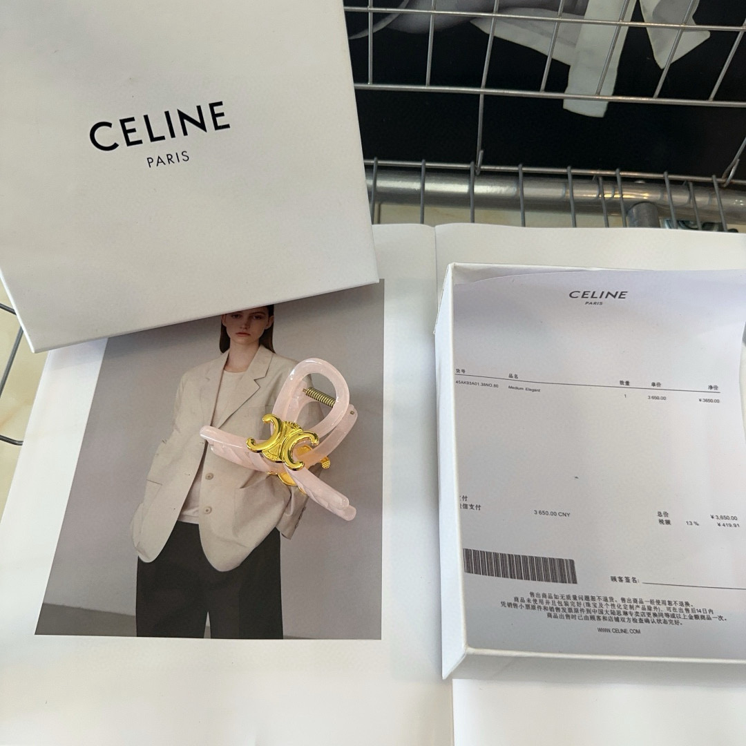 🎁配包装盒CELINE（赛琳）凯旋门新款糖果色抓夹，简单大气，时尚百搭！女神必备单品