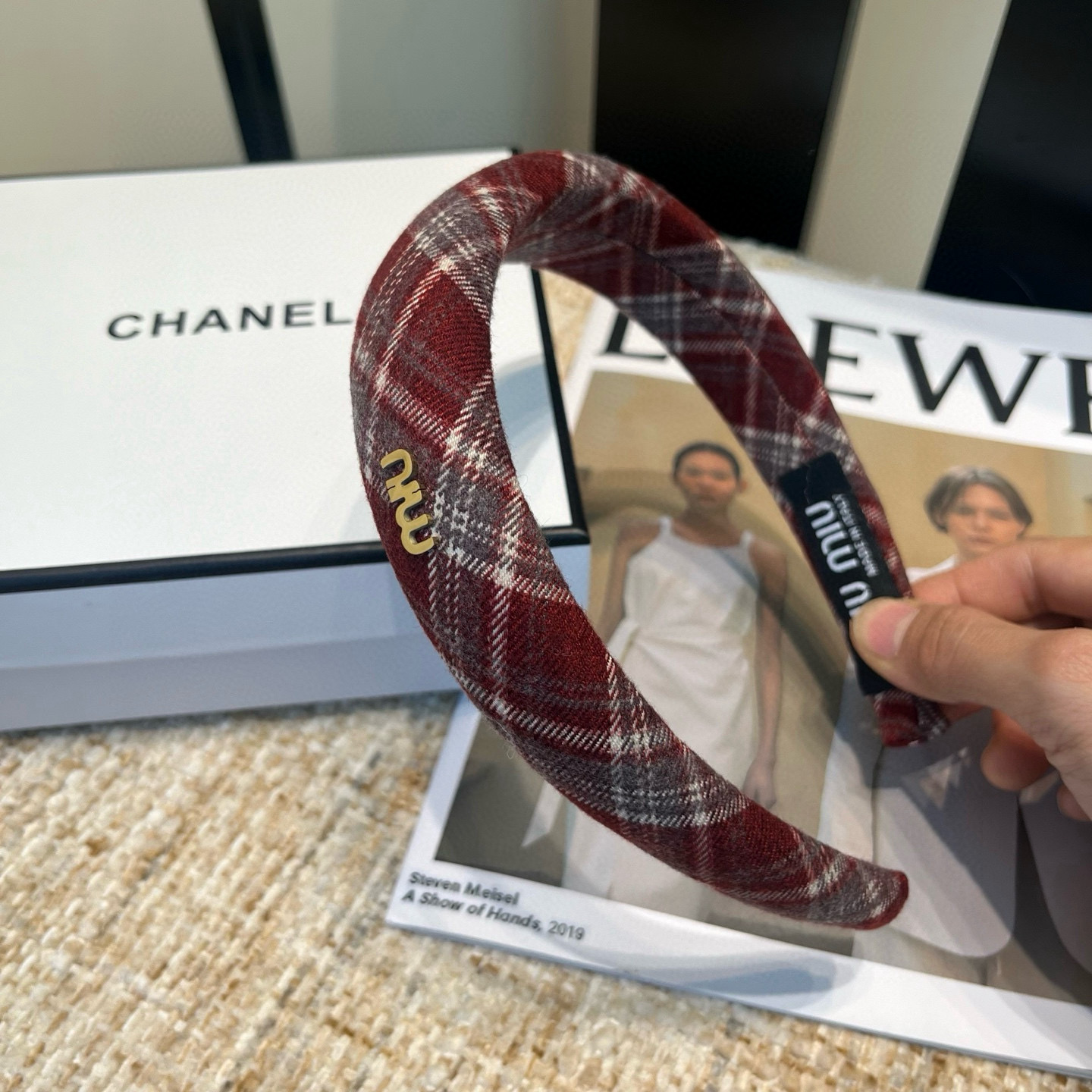 🎁配包装盒 miu miu (谬谬)新款格子发箍，时尚百搭，甜酷小姐姐必备…