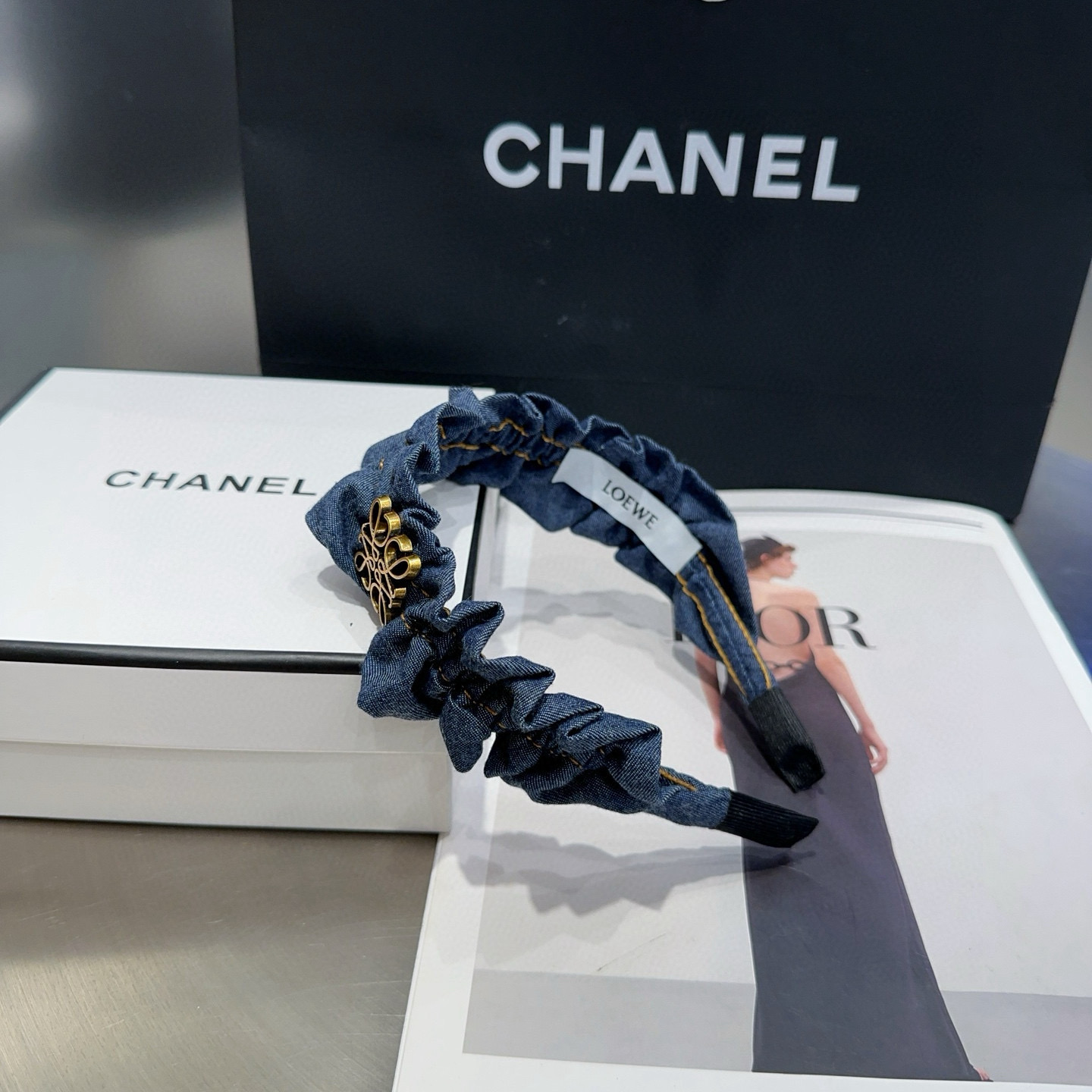 🎁配包装盒Loewe(罗意威)牛仔发箍，时尚潮品，简单大方，人手必备单品