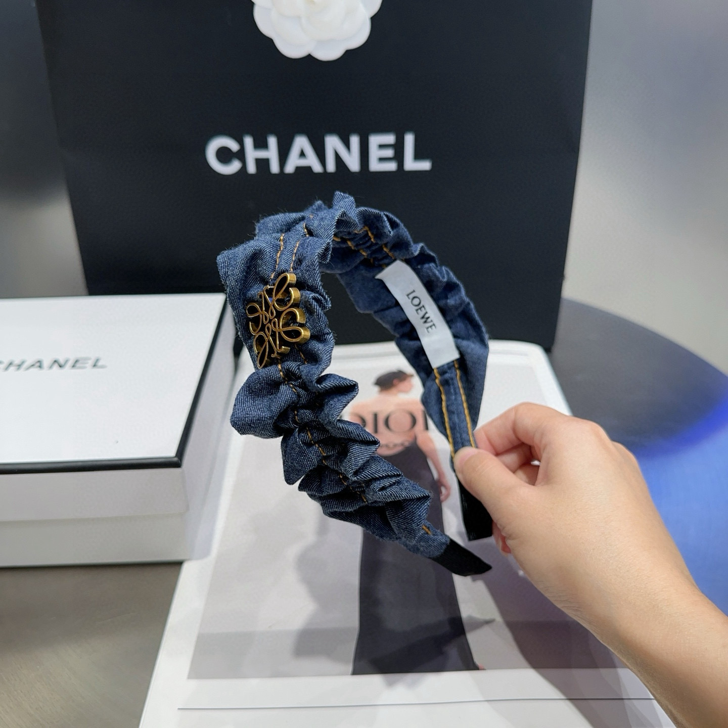 🎁配包装盒Loewe(罗意威)牛仔发箍，时尚潮品，简单大方，人手必备单品