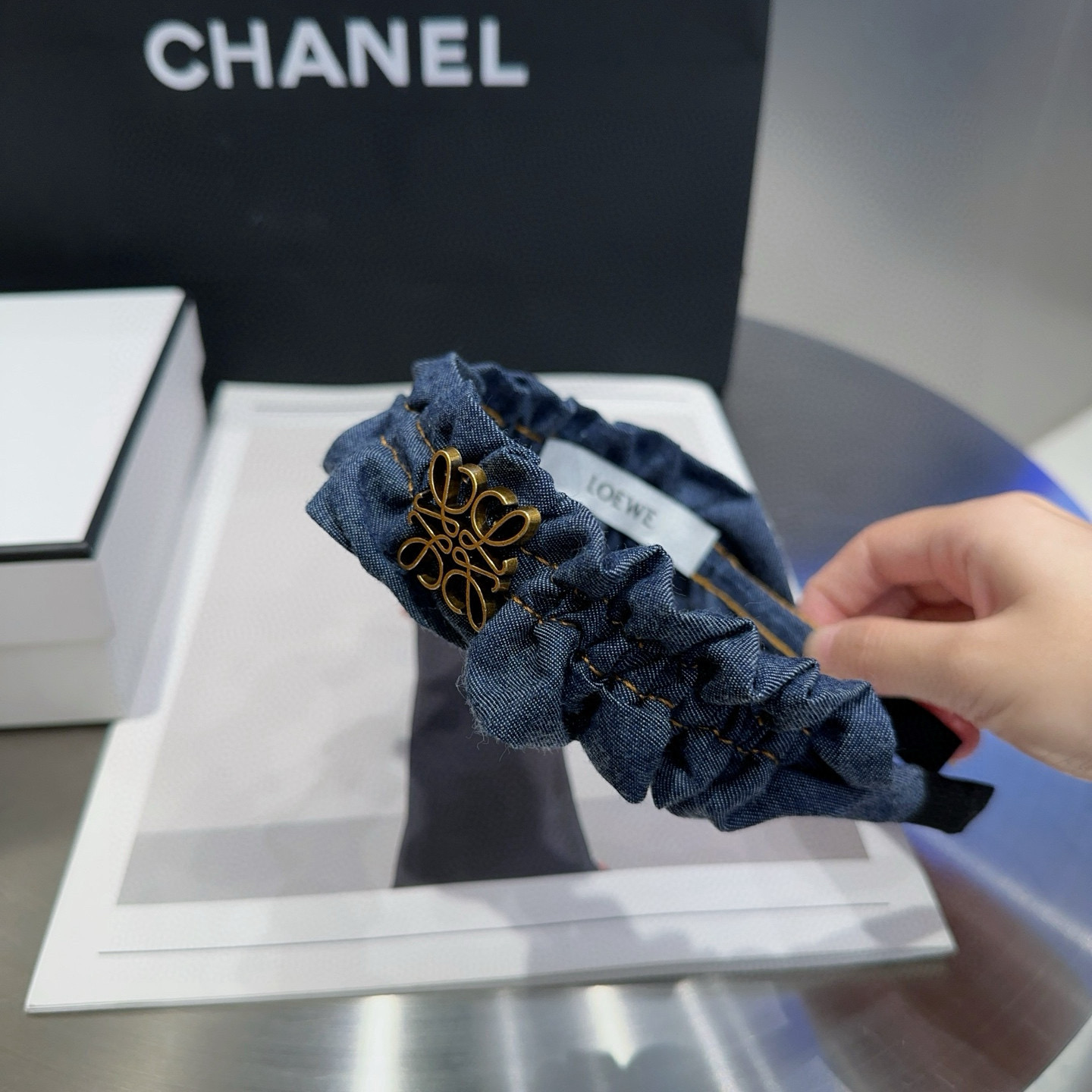 🎁配包装盒Loewe(罗意威)牛仔发箍，时尚潮品，简单大方，人手必备单品