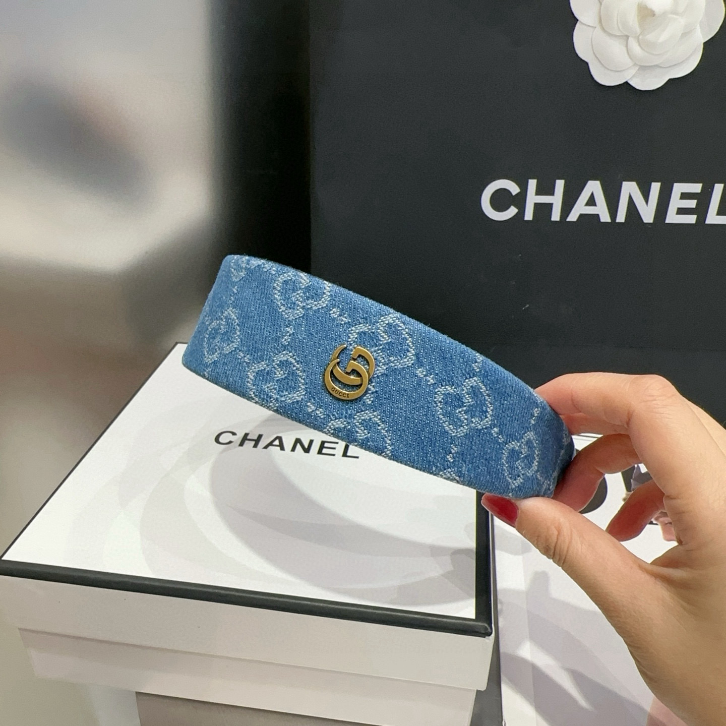 🎁配包装Gucci(古奇) GG新款牛仔布发箍，时尚潮流，小姐姐必备单品