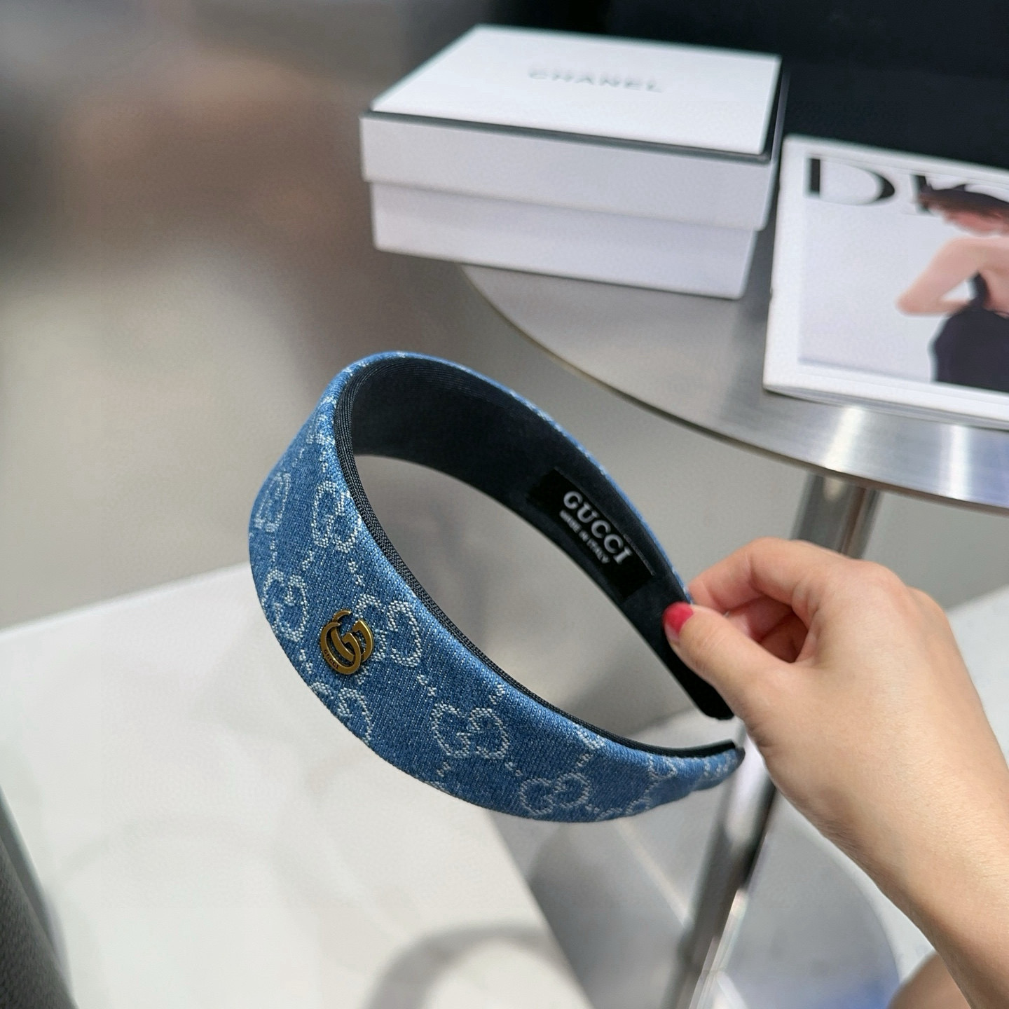 🎁配包装Gucci(古奇) GG新款牛仔布发箍，时尚潮流，小姐姐必备单品