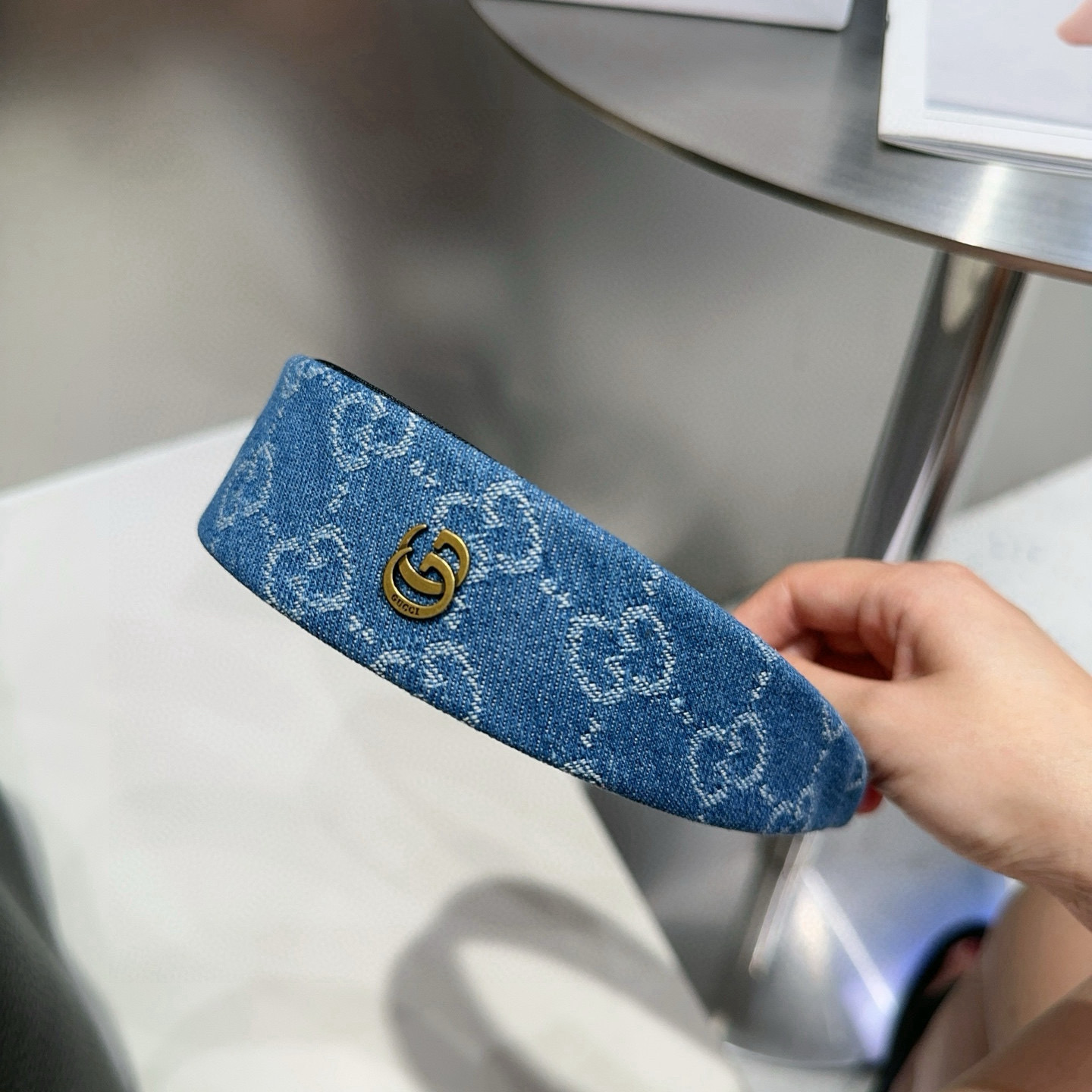 🎁配包装Gucci(古奇) GG新款牛仔布发箍，时尚潮流，小姐姐必备单品