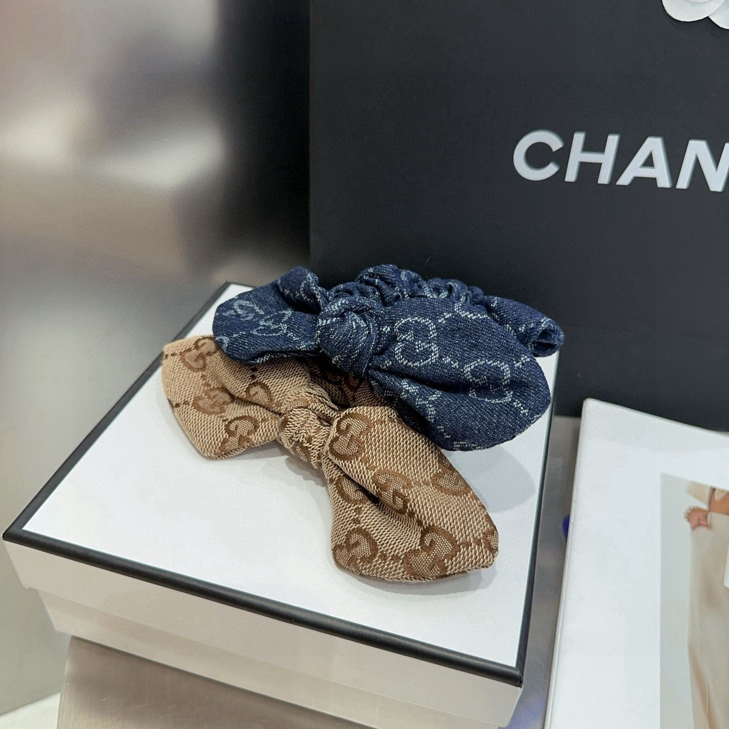 🎁配包装盒Gucci(古奇) GG发圈，经典字母搭配小蝴蝶结！特别耐看，永不过时…