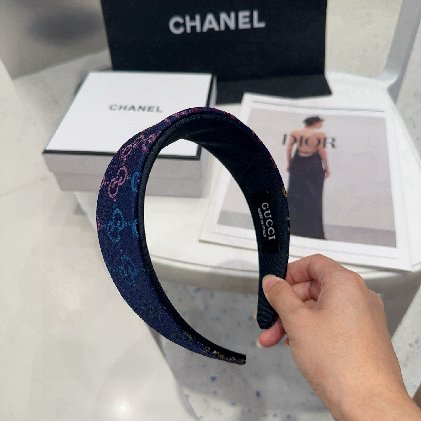 🎁配包装盒Gucci(古奇) GG字母发箍，彩虹色！时尚潮流，非常好搭配！小仙女必备