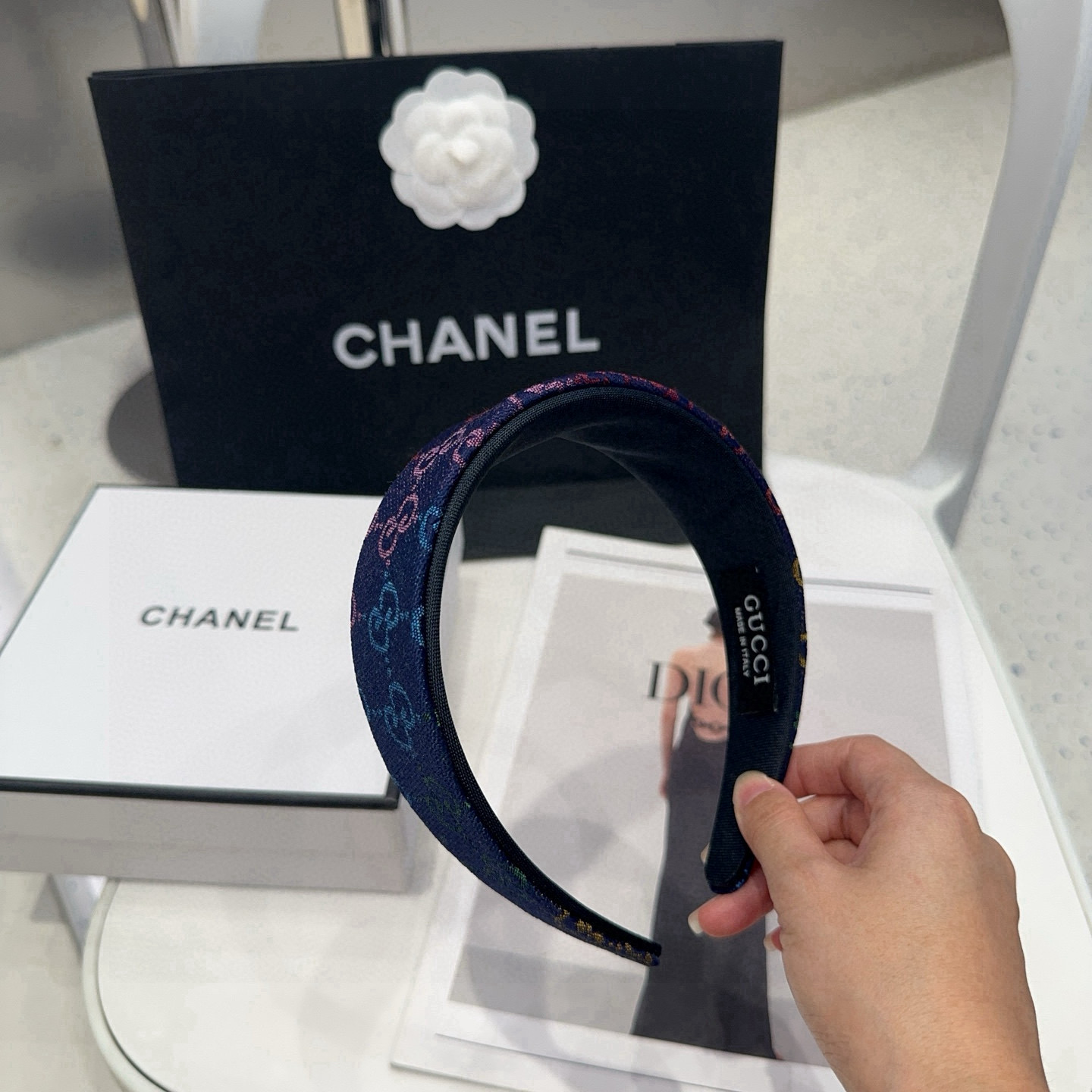 🎁配包装盒Gucci(古奇) GG字母发箍，彩虹色！时尚潮流，非常好搭配！小仙女必备