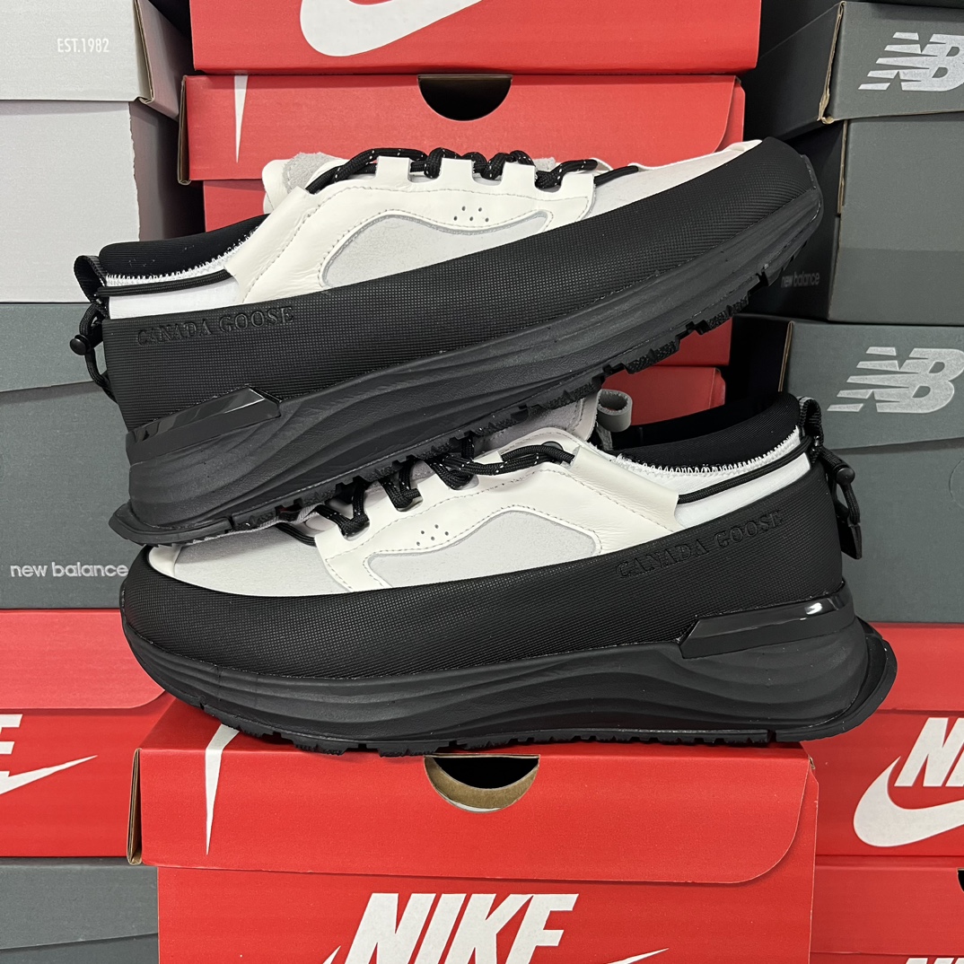 OK版Canada Goose Glacier Trail 加拿大鹅 明星同款 圆头系带皮革低帮生活休闲